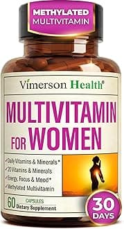 Multivitamin for Women with Methylated Vitamins and Chelated Minerals for Energy, Focus and Immune Health – Premium Daily Womens Multivitamins & Multiminerals – 60 Capsules