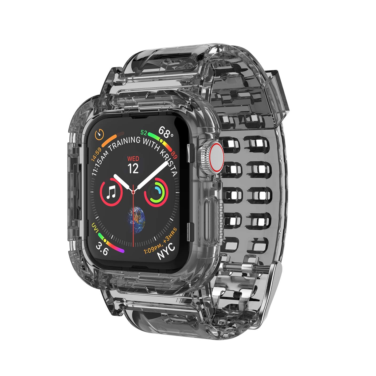 TiflookCompatible with Apple Watch Clear Band 45mm 44mm 42mm 41mm 40mm 38mm with Case, Transparent Crystal Sports Watch Band Strap with Protective Bumper Case for iWatch Series 8 7 SE 6 5 4 3 2 1