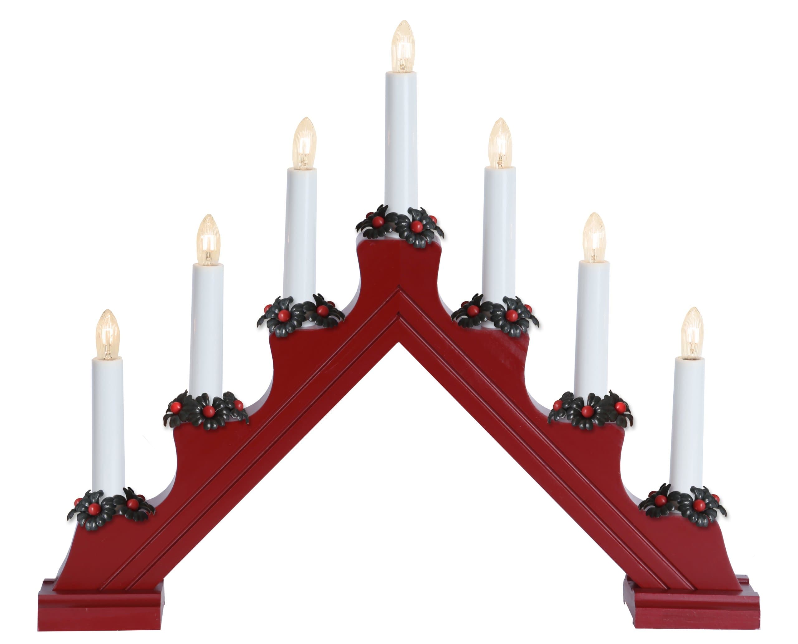 Star Trading 27845-13.75" x 17" 7 Light Electric Red Wooden Mathilda Swedish Candelabra