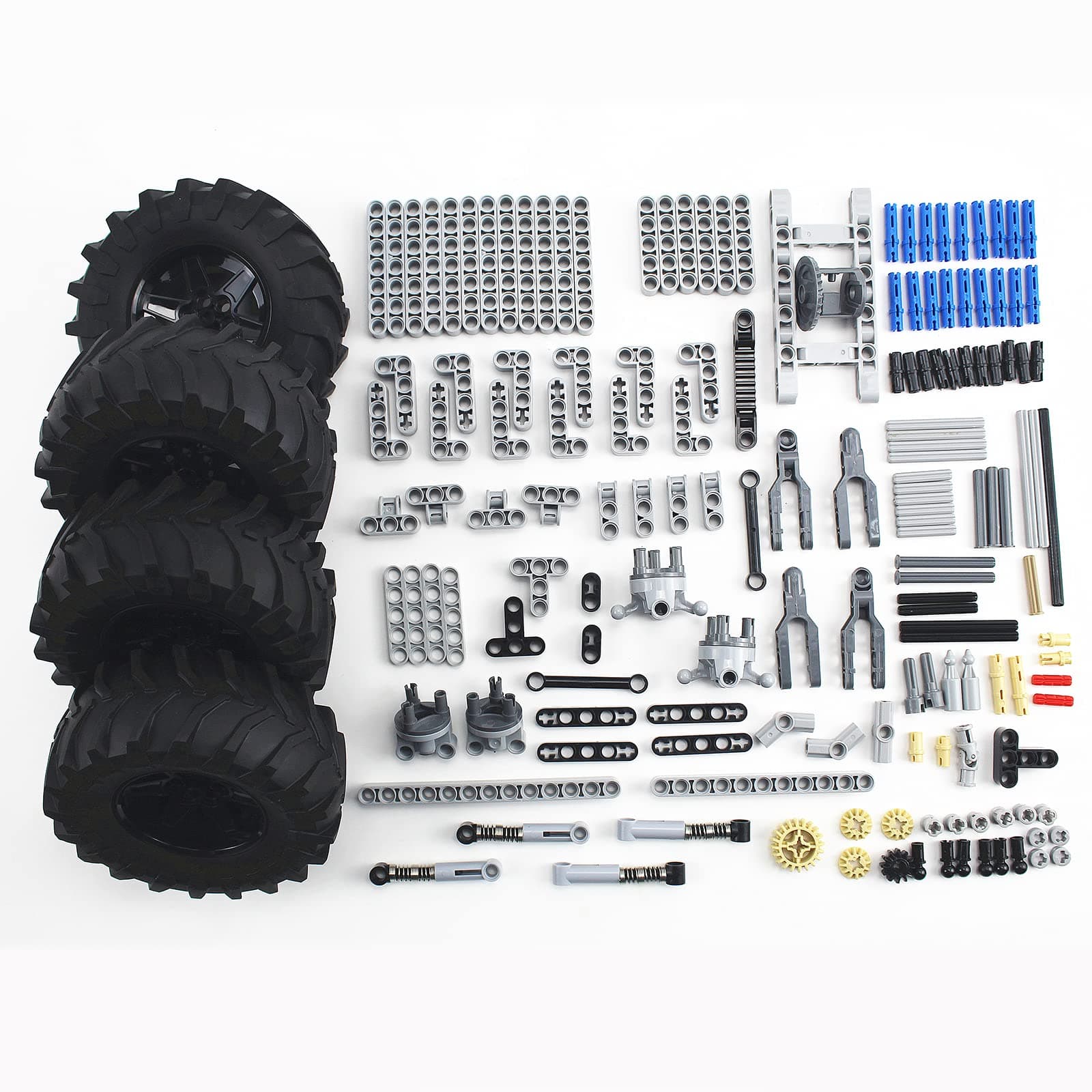 Technics Parts Vehicles Suspension System with Tire 107x44 Technical Parts Set Compatible with All Major Brands, MOC Parts Building Toy DIY Accessories (200pcs)