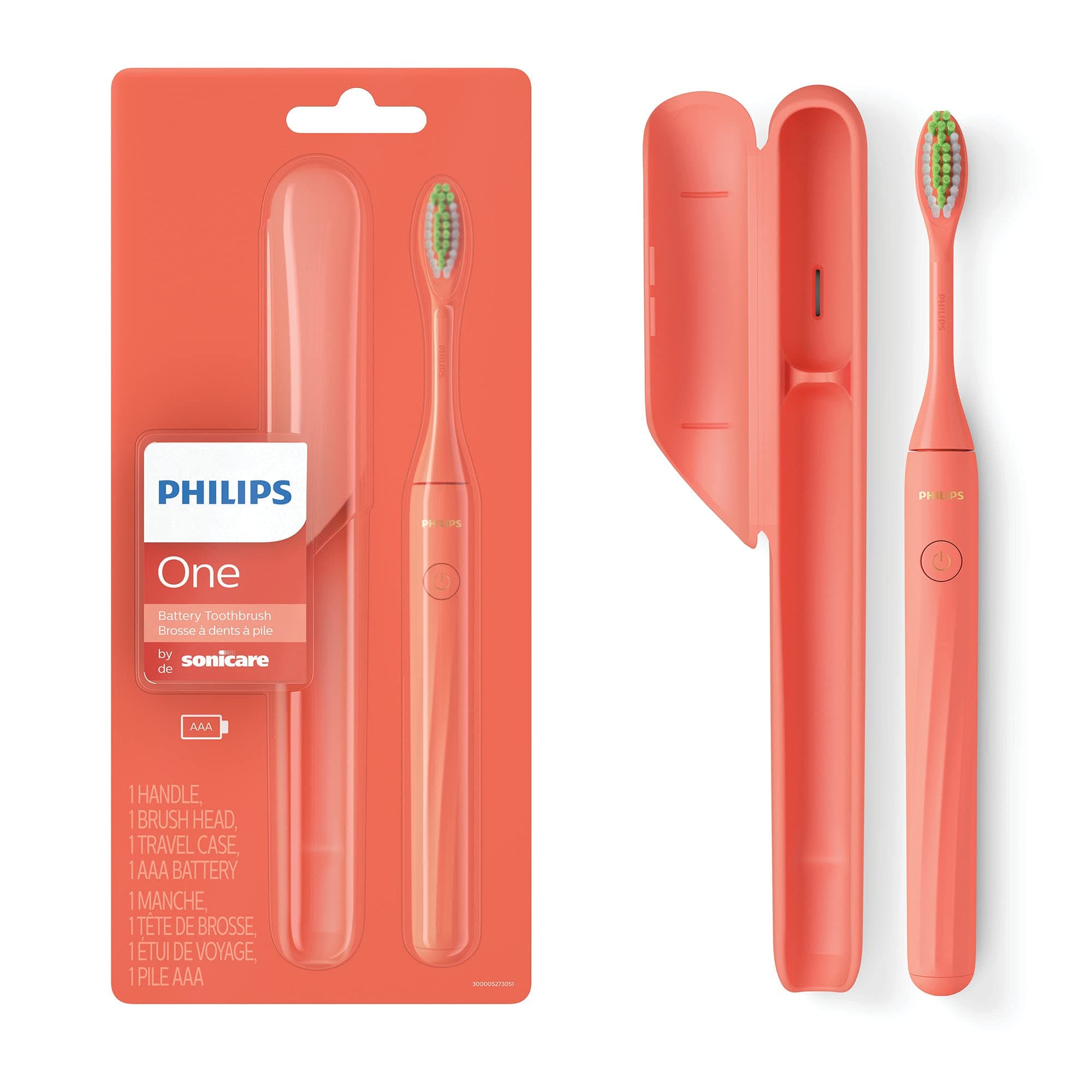 Philips One by Sonicare Battery Toothbrush, Miami Coral, HY1100/01
