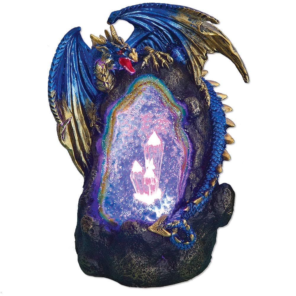Bits and Pieces - Mystical Dragon LED Crystal Light-up Sculpture - Color Changing LED Lighted Geode Rock Cavern Figurine Tabletop Display