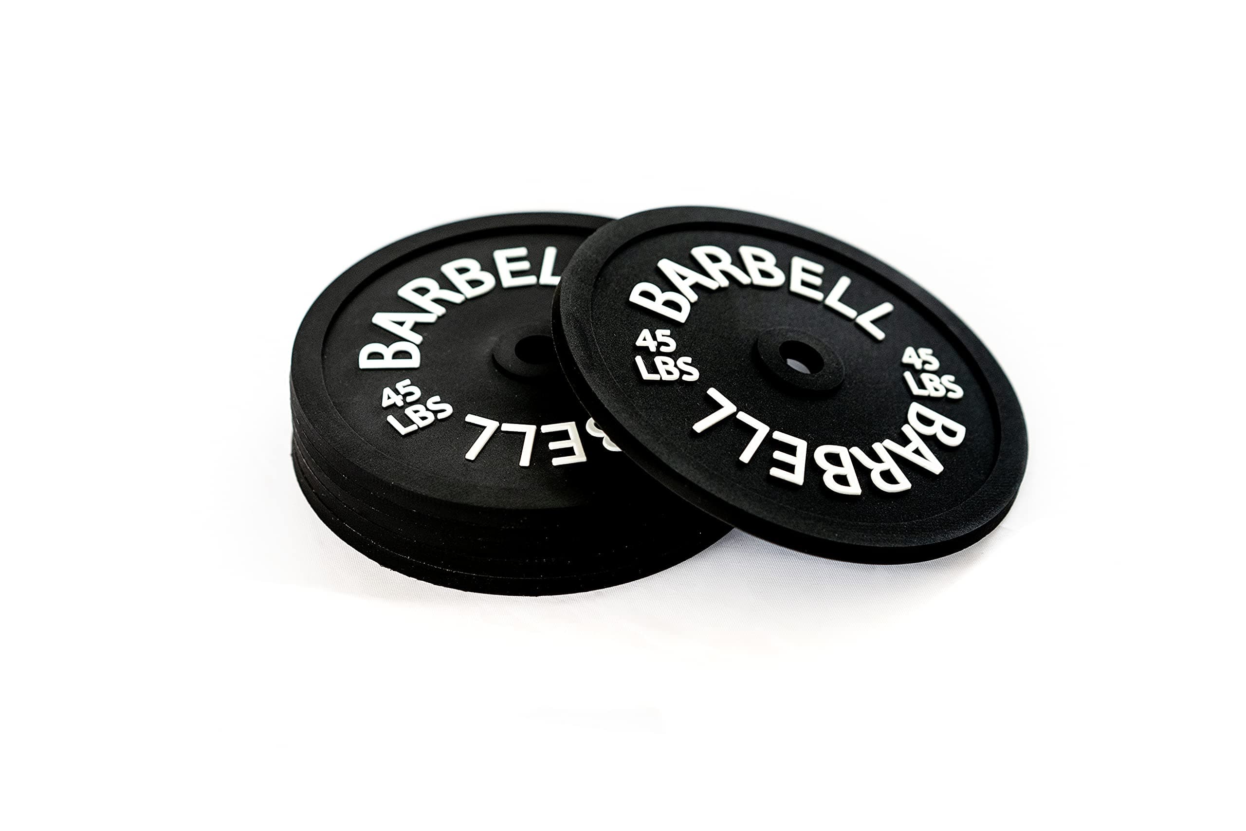 Barbell Bumper Plate Drink Coasters Set of 6, Round Black Silicone Coasters for Coffee Table, Absorbent Coaster for Drinks, Fitness Gym Gifts for Men & Women, Weightlifting Coaster Gym Accessories