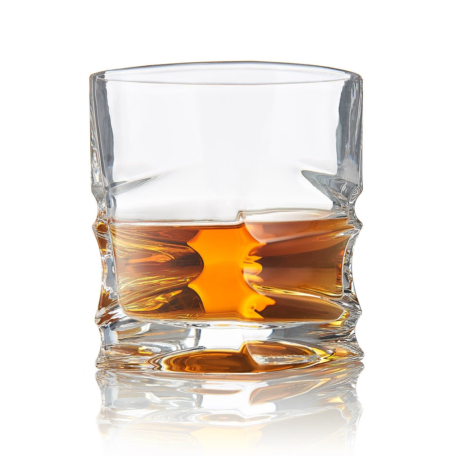 Grip Whiskey Glass, Set of 4 - Exclusive Heavy Bottom Scotch Glasses - Superior Quality Whiskey Glasses - Elegant Hand Blown Oval Shaped Old Fashioned Glasses - Patent Pending Design