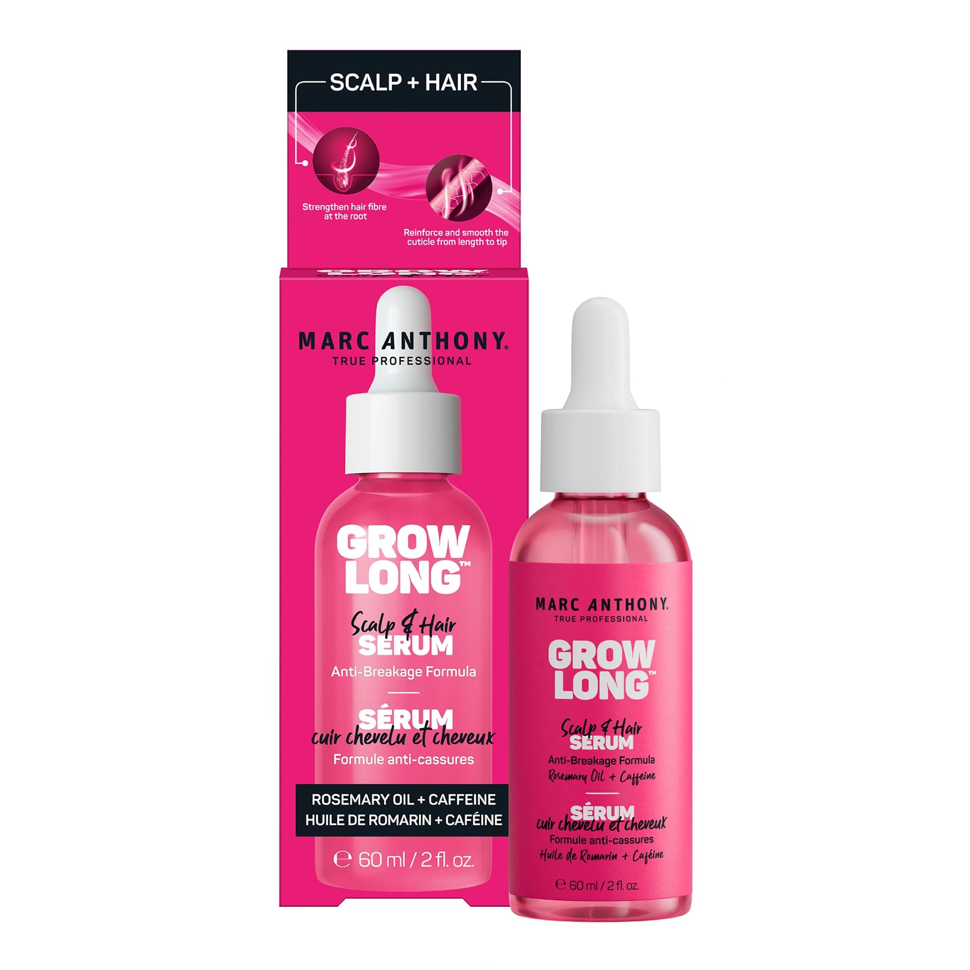 Marc Anthony Grow Long Scalp & Hair Serum - Anti-Breakage Formula Nourish, Strengthen & Hydrate Scalp & Hair Follicles - Natural Shine & Fuller-Looking Hair Strands from Root to Tip, 2 fl oz