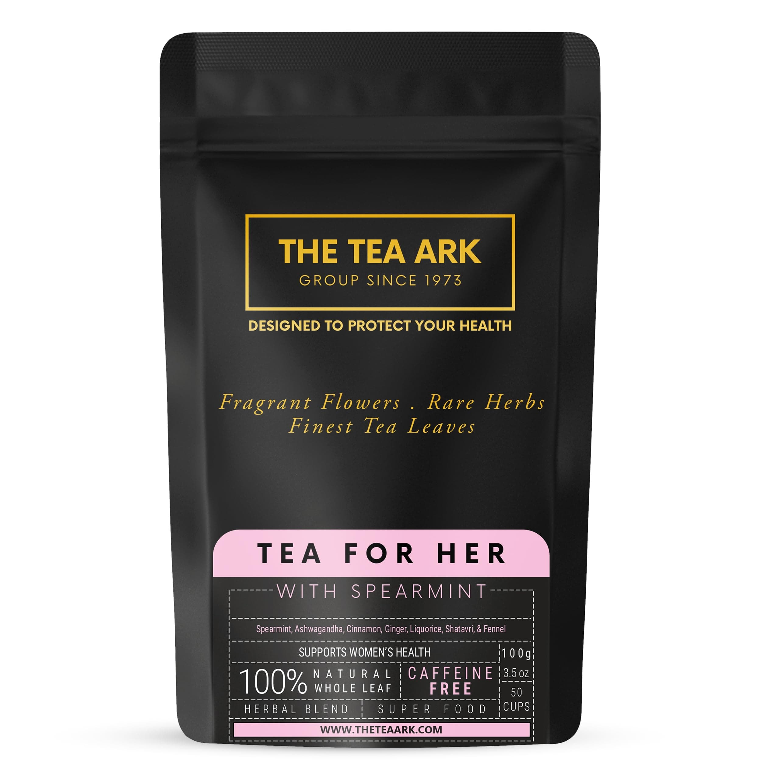 The Tea Ark Spearmint Tea For her Pcos Pcod, Herbal Powder Tea For Women With (Shatavari & Fennel) Caffeine Free, Hormonal Balance, Reduce Unwanted Hair, Clear Acne (50 Cups),100 Grams (Pouch)