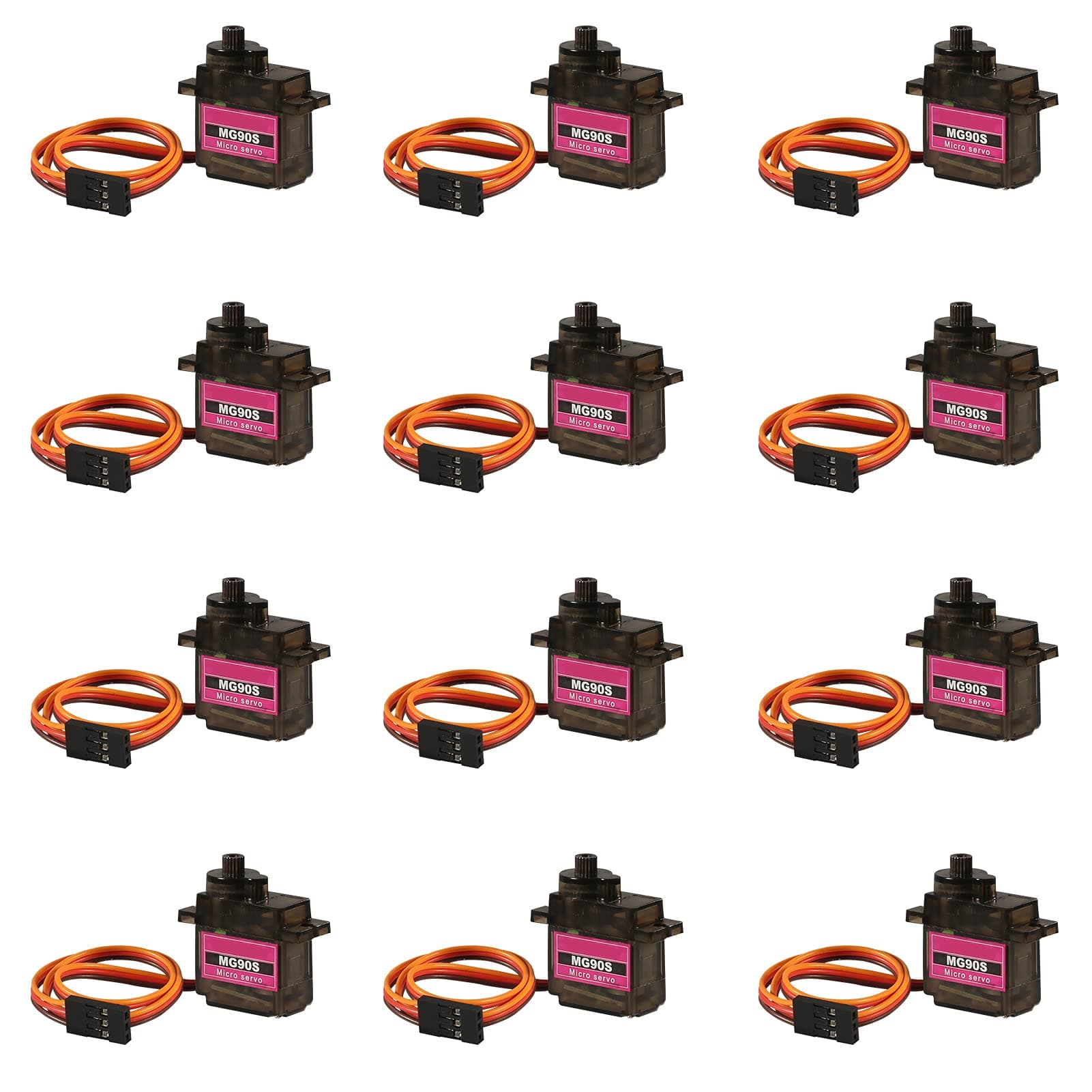 12PCS MG90S Servo Micro 180° 9G Servo Motor Geared Micro Servo Motor 9G Smart Robot Compatible with Raspberry Pi Project Car Helicopter Airplane Boat (180 Rotating)