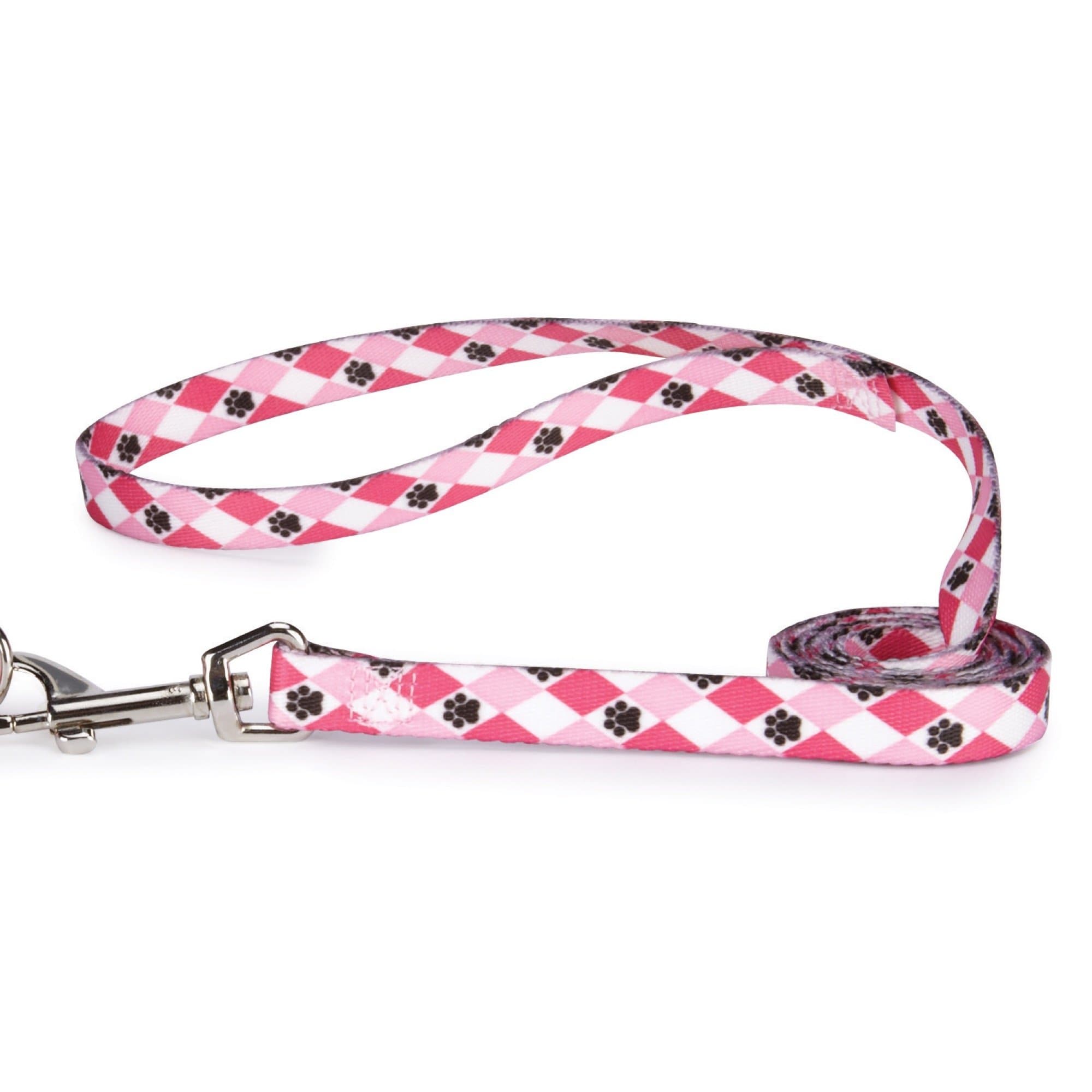 Casual Canine Pooch Patterns Dog Leash, 6-Feet x 1-Inch Lead, Pink Argyle