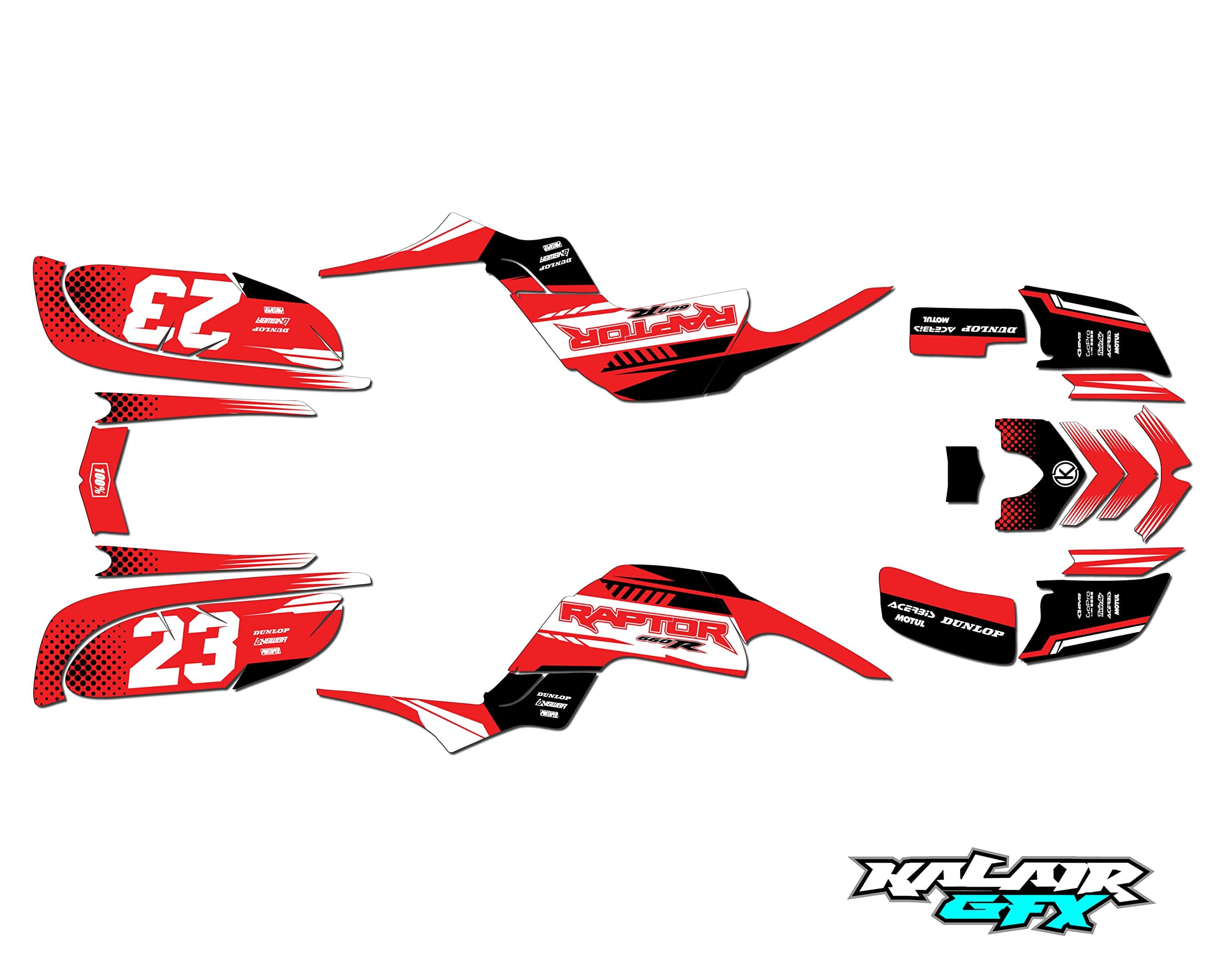 Kalair GFX Graphics Kit for Yamaha Rap-Tor 660 (All Years) Viper Series Red 16 Mil-ATV UTV Dirt Bike Stickers,Quad Dirtbike Racing Decal Automotive Motocross Accessories no Plastics