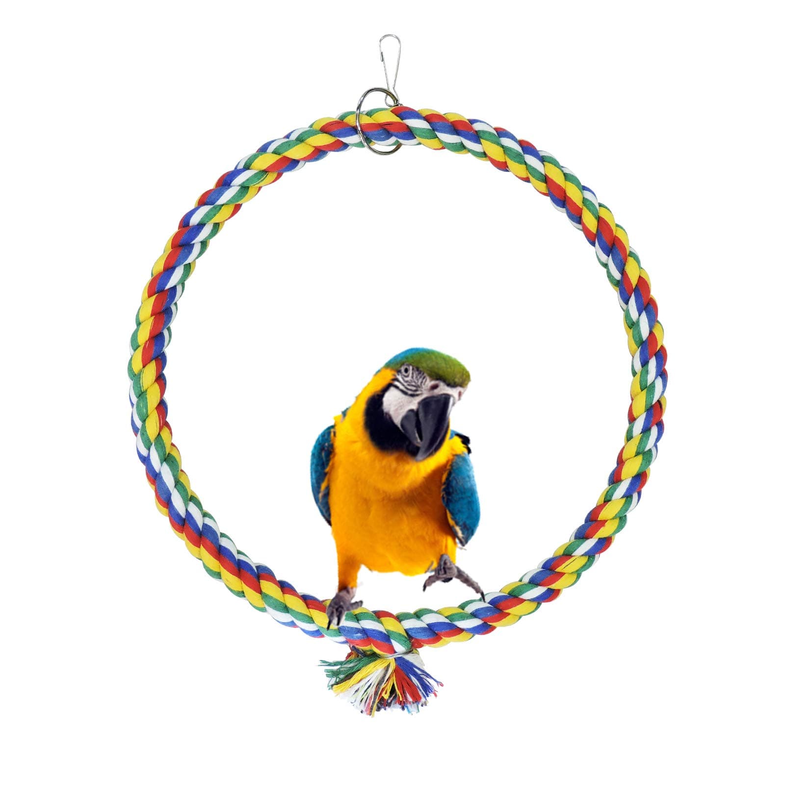 WishLotus Bird Swing, Cage Hanging Cotton Rope Swing Bite Resistance Perches Boredom Breaker for Budgie, Cockatiels, Conures, Finches, Small Parakeets (25cm)