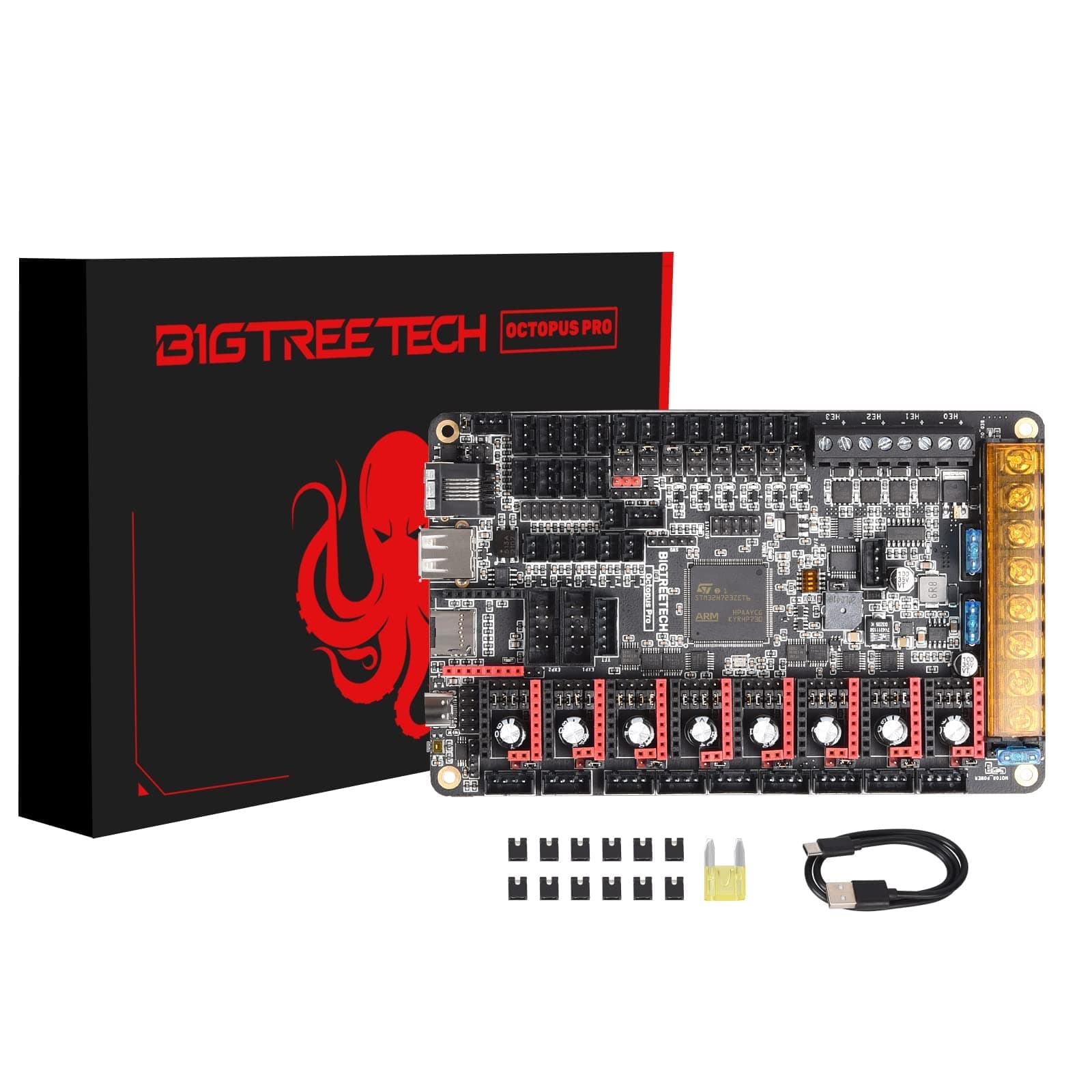 BIGTREETECH Octopus Pro V1.0.1(H723) 32bit Control Board New Upgrade 550Hz STM32H723ZET6 Support Klipper Marlin High-Speed Printing 8 Stepper Motor Driver DIY Support Raspberry Pi Octoprint