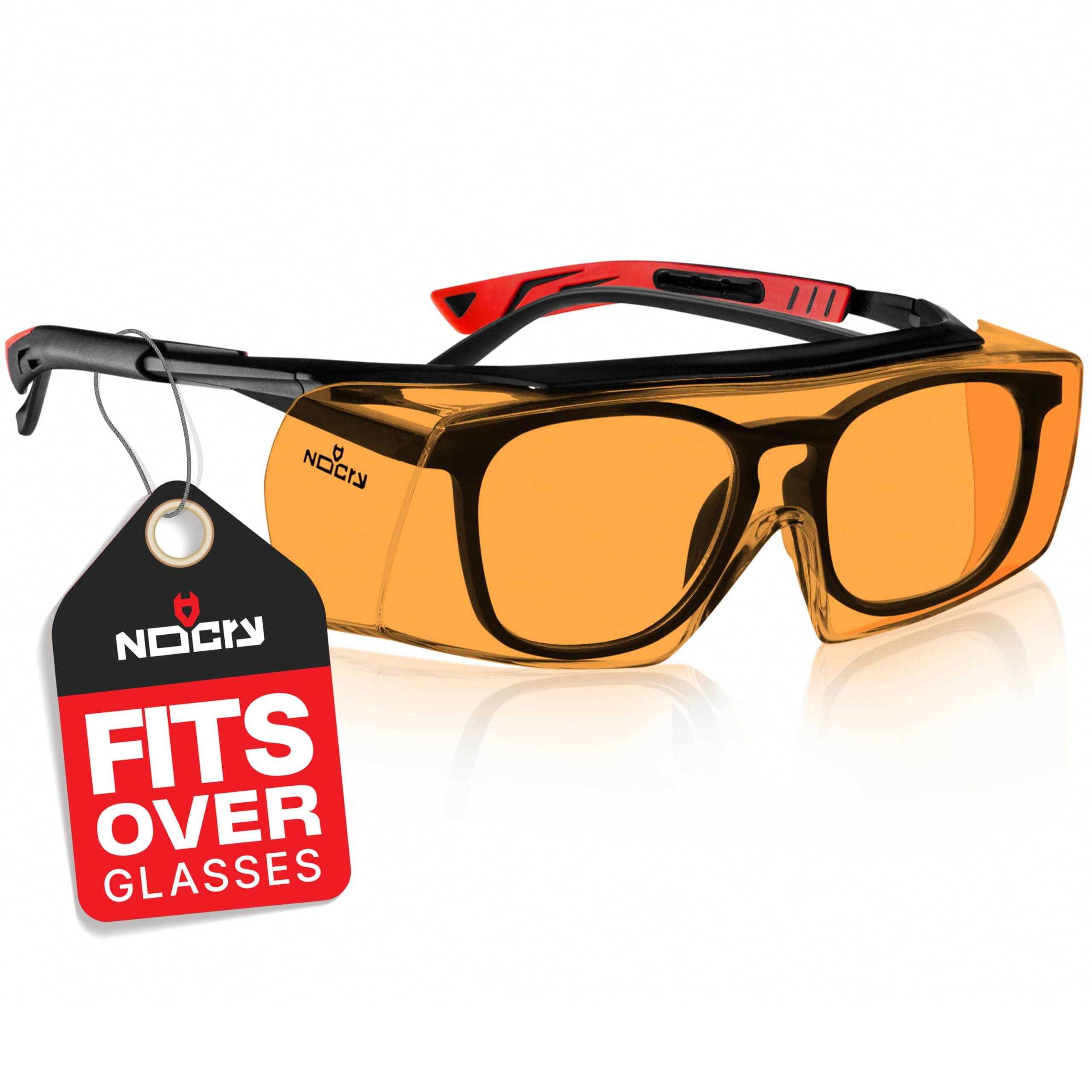 Blue Light Blocking Over Glasses Safety Glasses with 100% UV Protection, Orange Anti-Fog Scratch Resistant Lenses; Over Eyeglasses or on Their Own; Fit Men, Women, and Teenagers; ANSI Z87.1