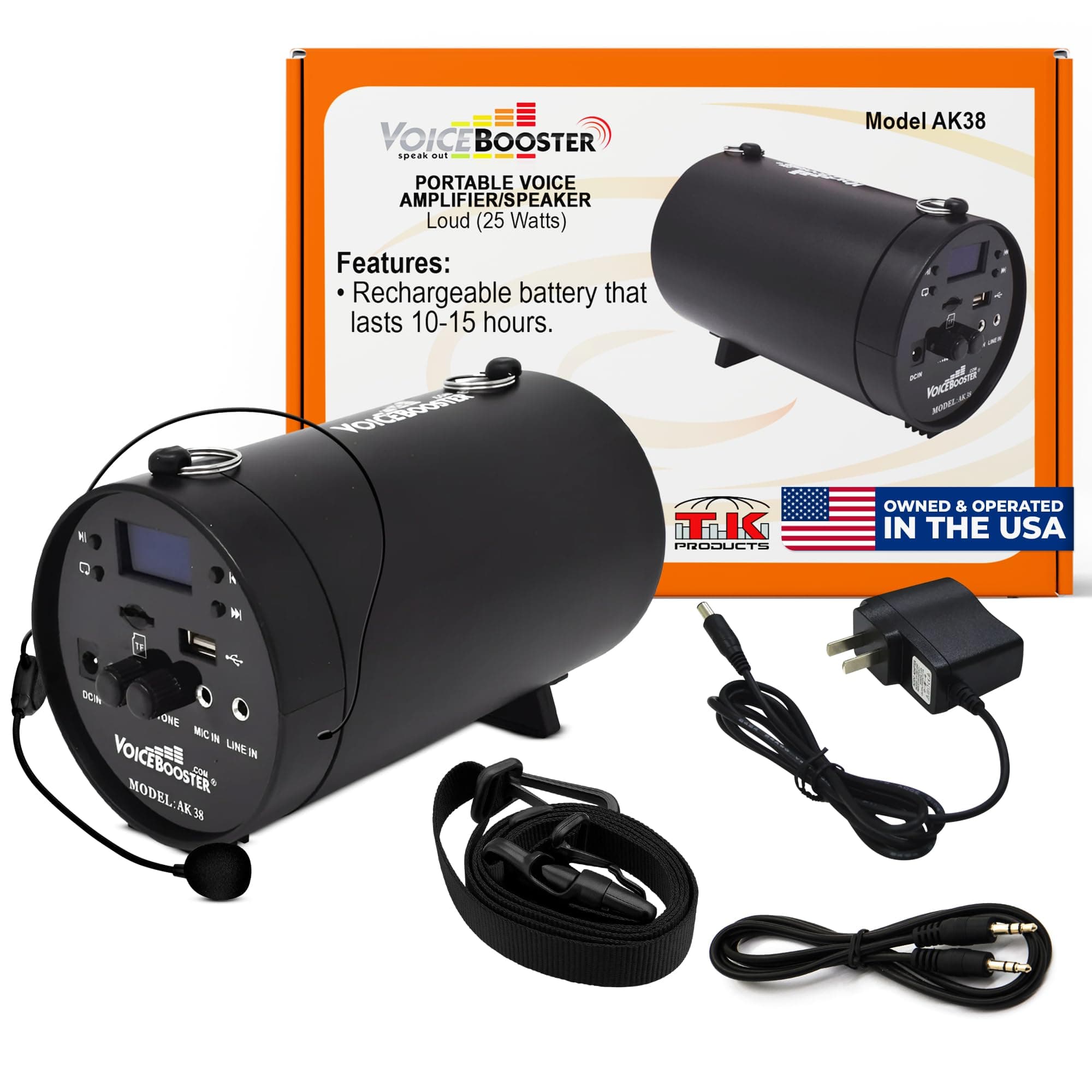 VoiceBooster Voice Amplifier & Mp3 Player MR-AK38 by TK Products (Black)