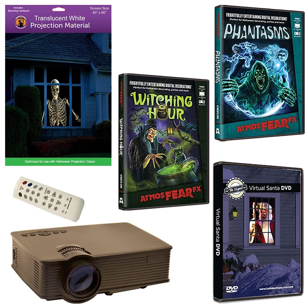 AtmosFearFX Phantasms & Witching Hour Virtual Reality Projector Value Kit for Halloween. Includes Free Virtual Santa DVD!