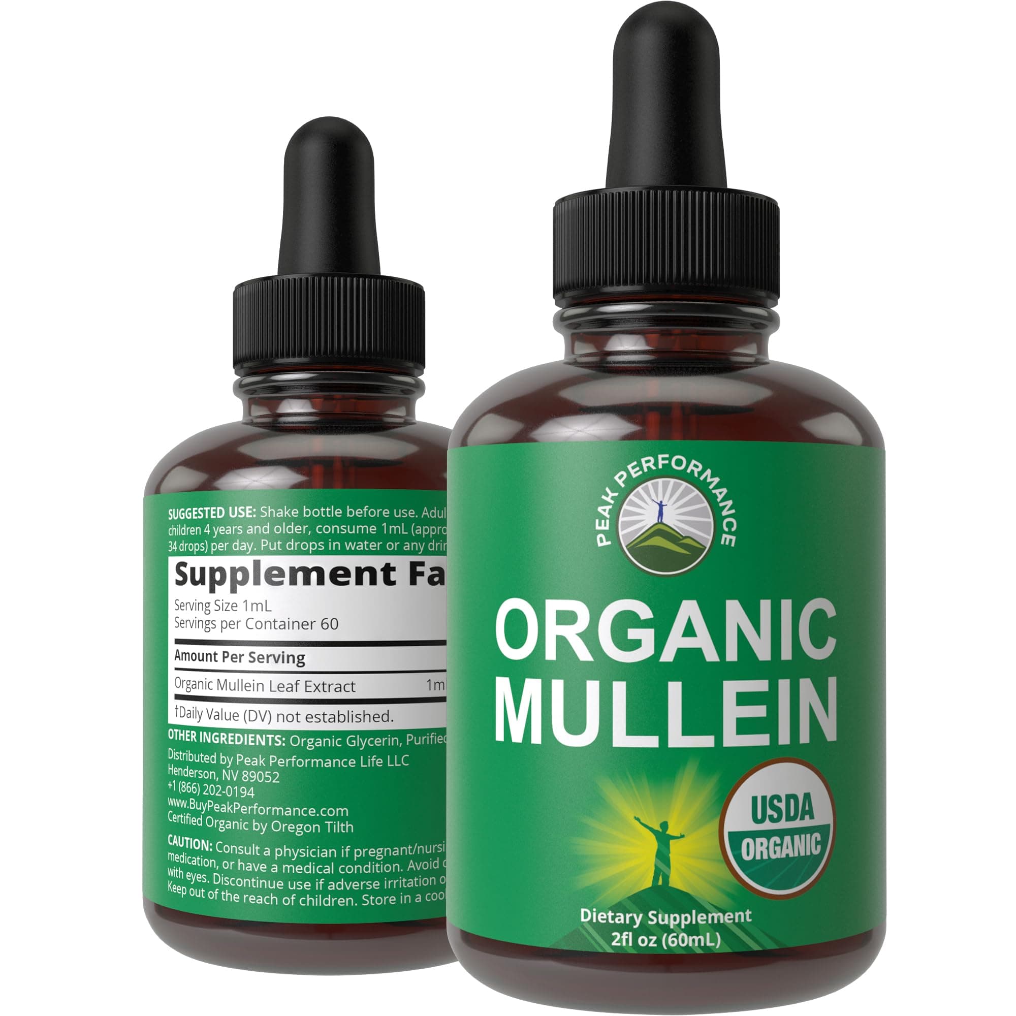 USDA Organic Mullein Leaf Drops for Lungs, Respiratory Health, Detox, Cleanse. High Bioavailability for Women, Men, Kids. Liquid Tincture Supplement. Sooth Lungs, Cough, Congestion. Vegan, Zero Sugar