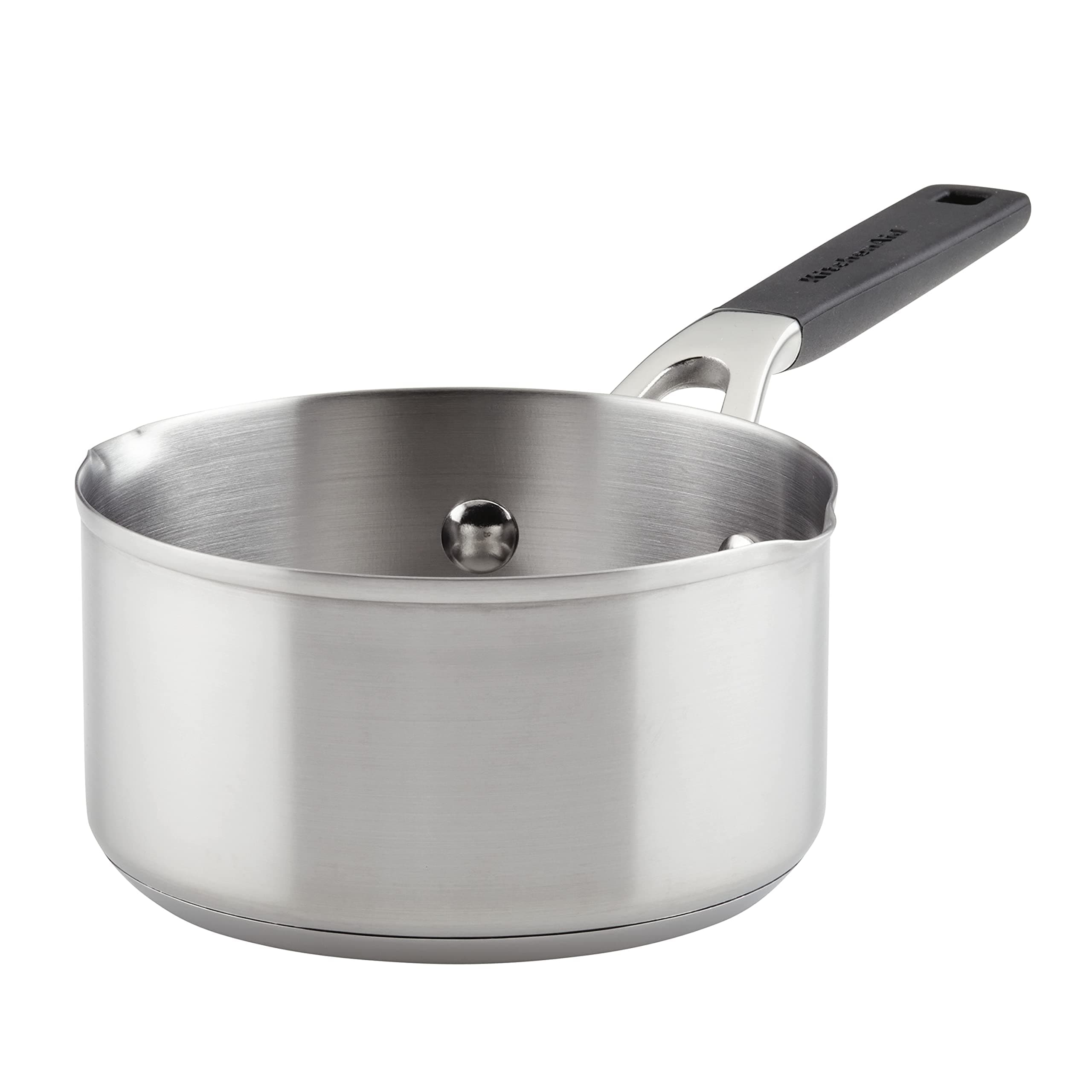 KitchenAid Saucepan with Pour Spouts, 1 Quart, Brushed Stainless Steel, 71018