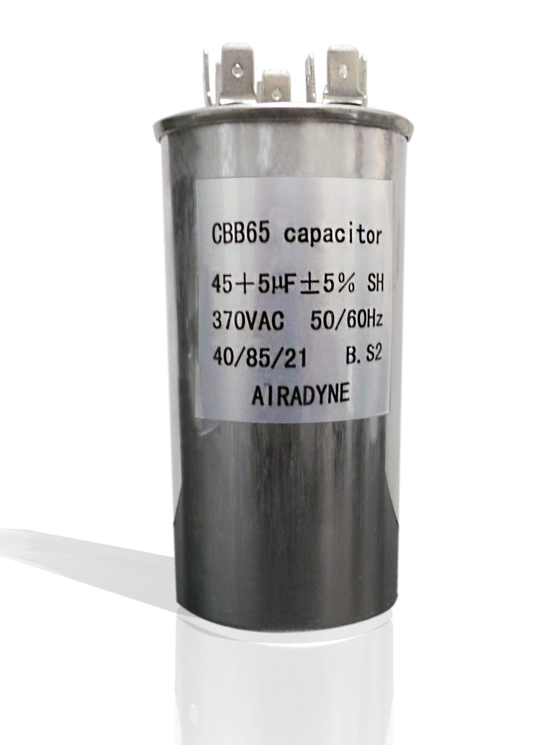 CBB65 Motor Run Capacitor, 45+5 uF +5%, 370VAC, 50/60Hz, 40/85/21, RU CSA VDE CE Certified