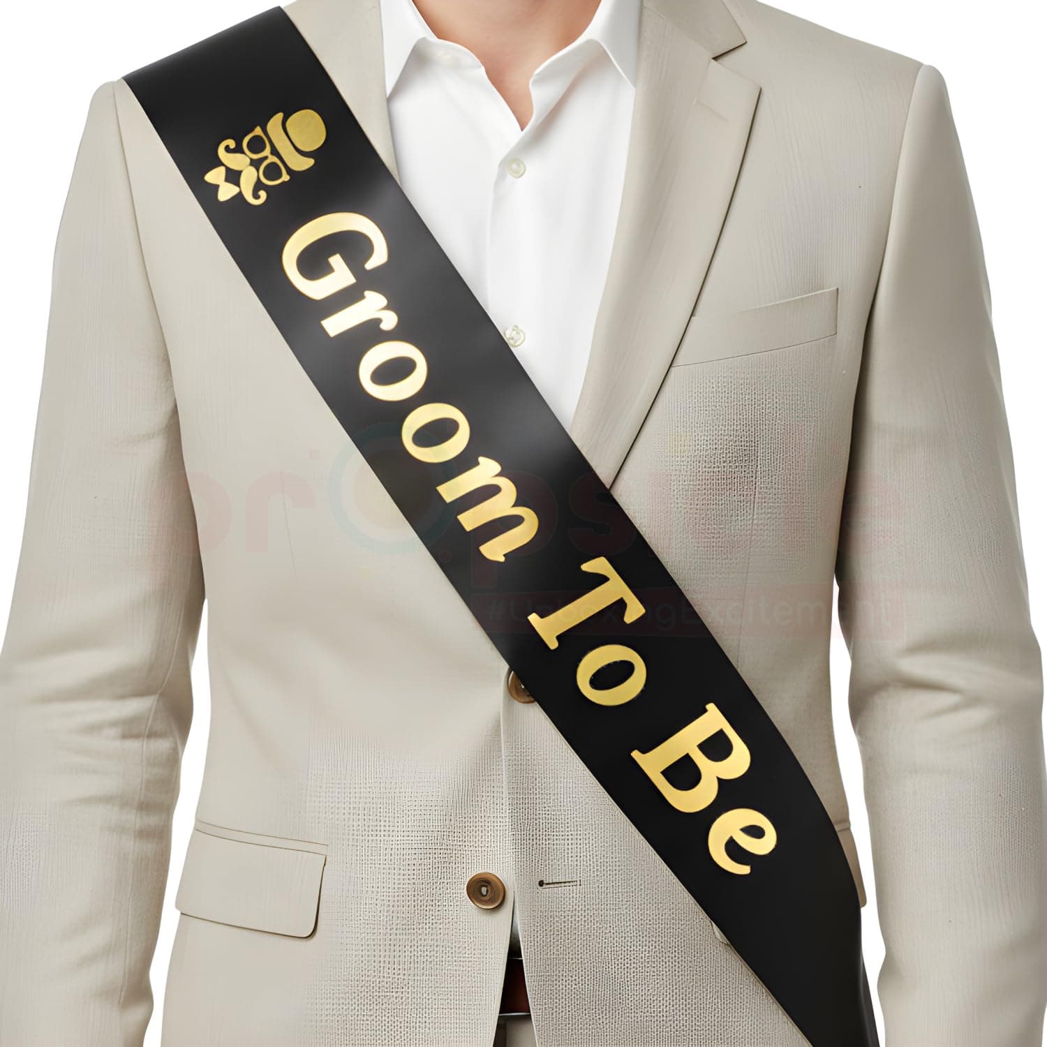 Propsicle Groom To Be Sash Black Gold Foil Satin for Bachelor Party, Wedding Celebration, Dulha Sash Decoration Accessory Pack of 1