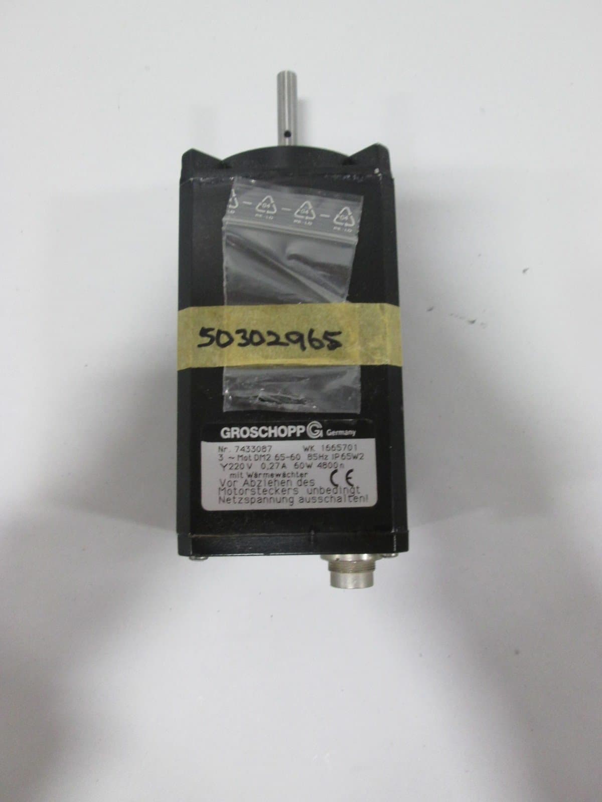 NEW GROSCHOPP WK 1665701 DM2 65-60 4800N 220V-AC 0.27A 60W SERVO MOTOR D387067