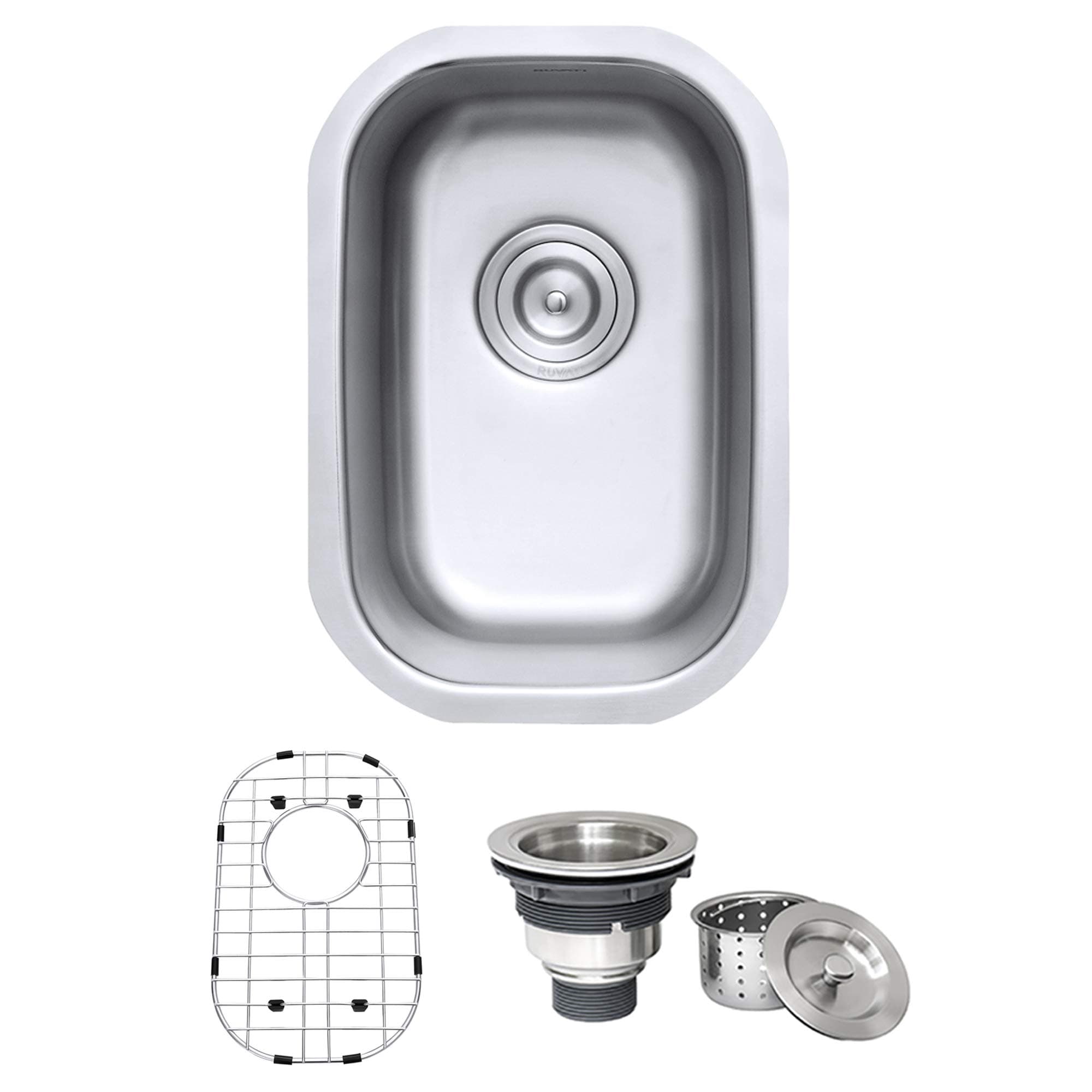 Ruvati 12 x 18 inch Rounded Corners Undermount Kitchen Sink Single Bowl - 16 Gauge Stainless Steel Bar Prep Sink with Brushed Finish hides scratches, Easy-to-Clean Undermount kitchen Sink - RVM4111