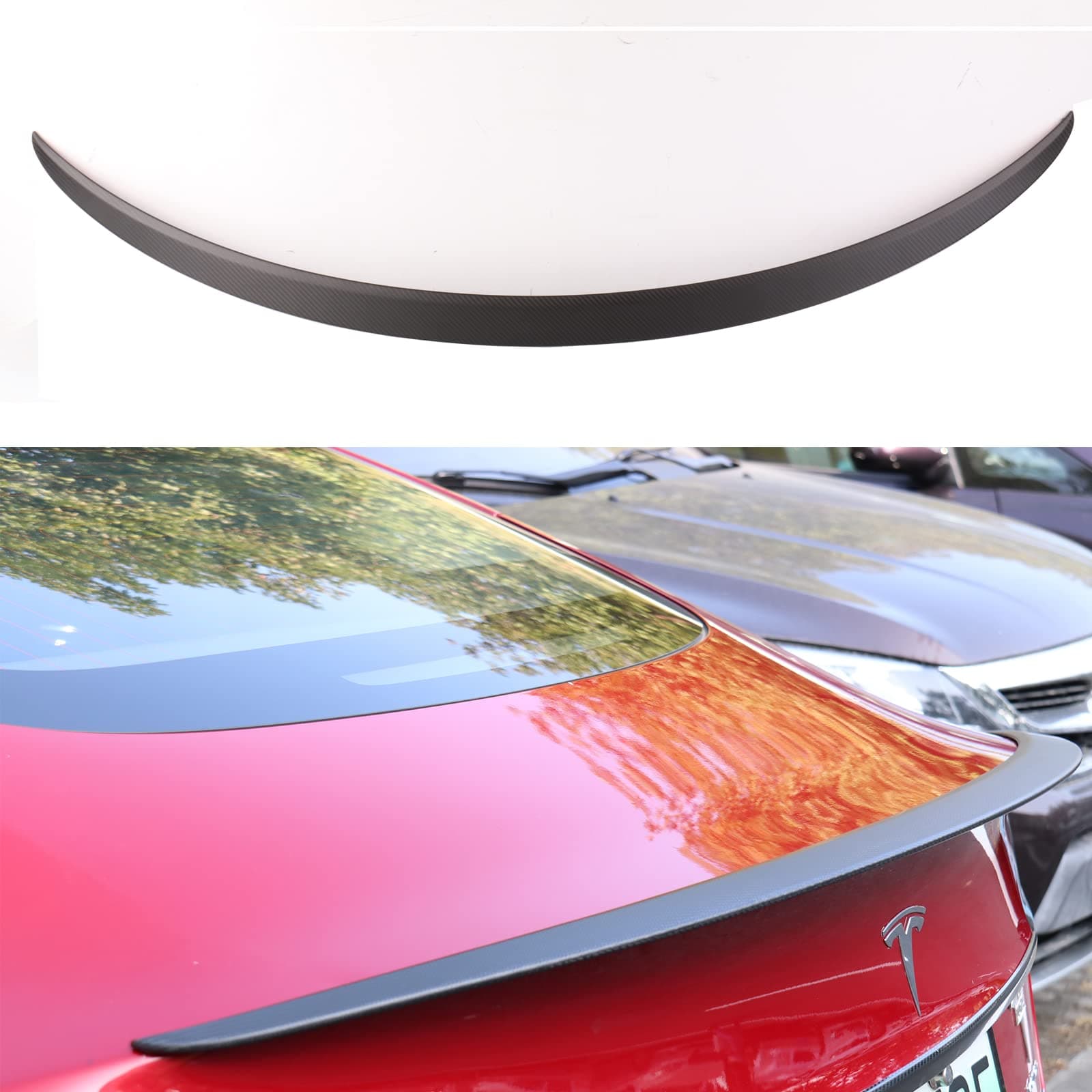 Tesla Model 3 Spoiler Real Carbon Fiber Spoiler Performance Tail Wing Rear Trunk Lip Spoiler 2020-2022 Tesla Model 3 Accessories (Matte Surface)