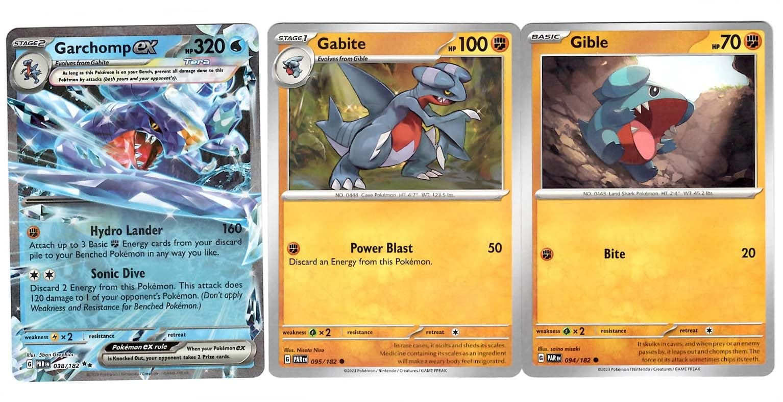 Garchomp ex 038/182 - Paradox Rift - Tera Double Rare - Pokemon 3 Card Lot