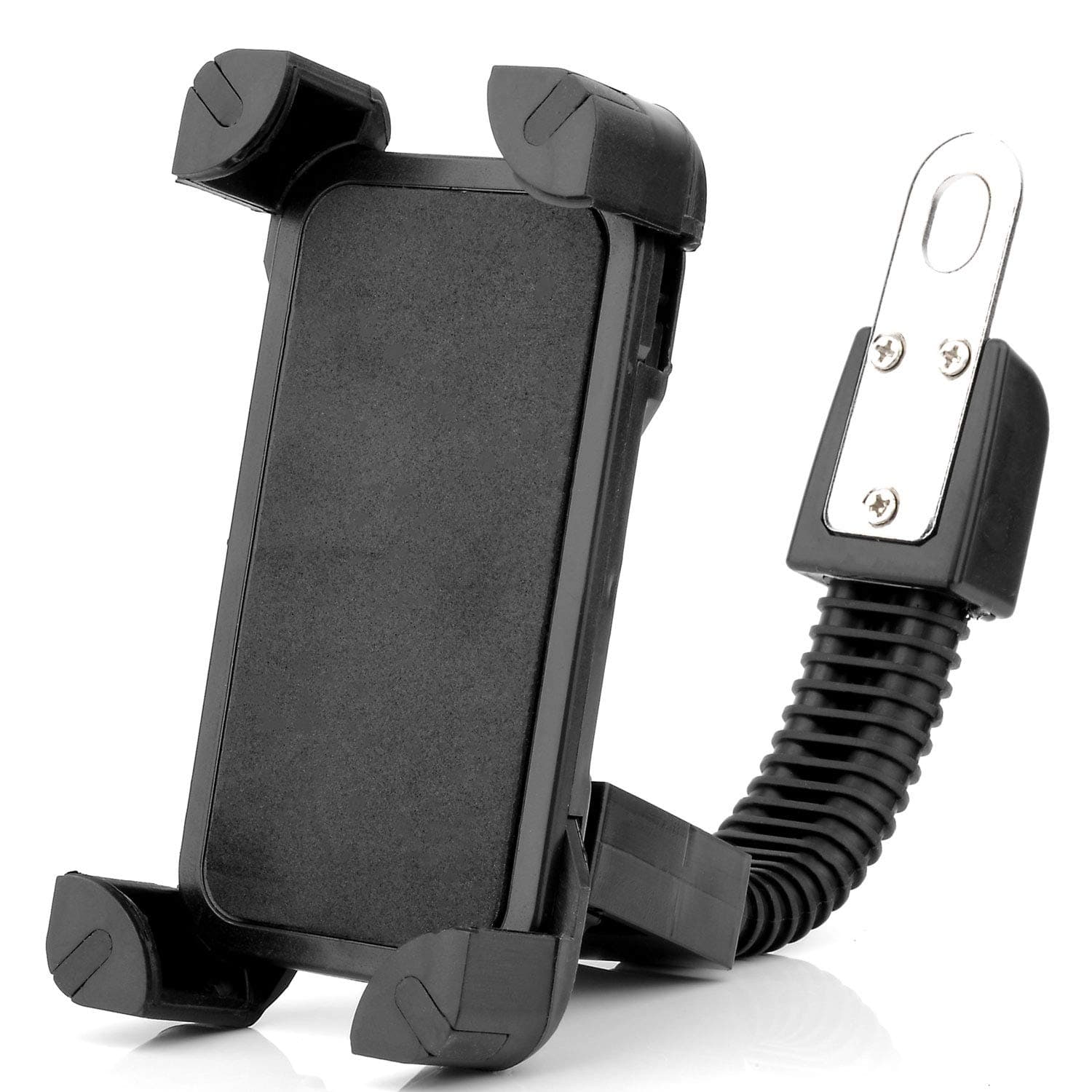 BOBILIFE Motorcycle & Scooter Phone Mount - Universal Cell Phone Rearview Mirror Stand Holder, Anti Shake and Stable Cradle Clamp with 360° Rotation for iPhone Android Smart Phone GPS from 3.5" to 7"