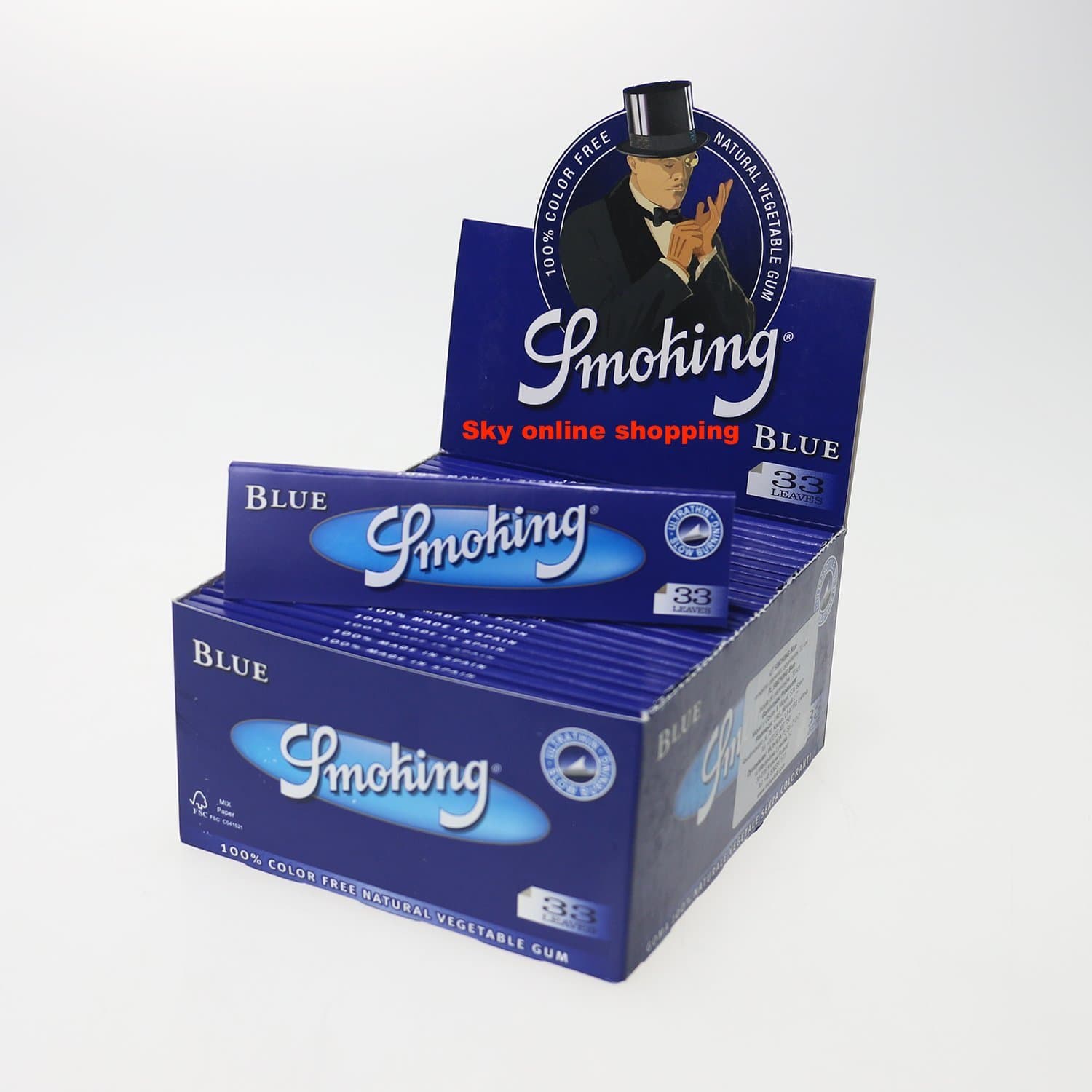 New MR SMOKING Brand King Size Rolling Papers by SOS (5 Booklets, Blue)