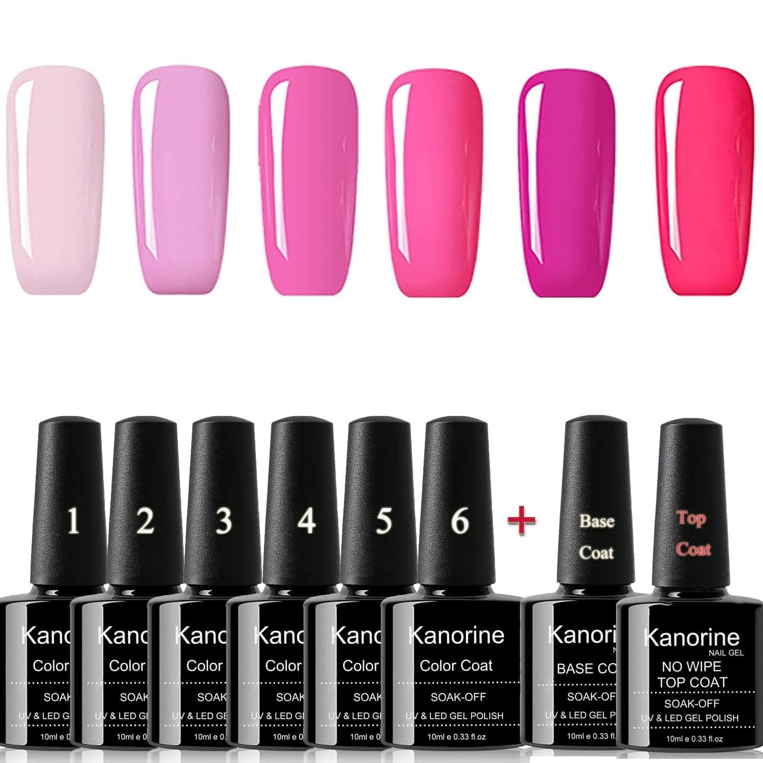 8pcs Nail Gel polish pink series Set (6 colors + base & top coat) Soak off UV/LED Gel Nail Polish Long Lasting Gel Varnish Manicure Set 10ml x8pcs