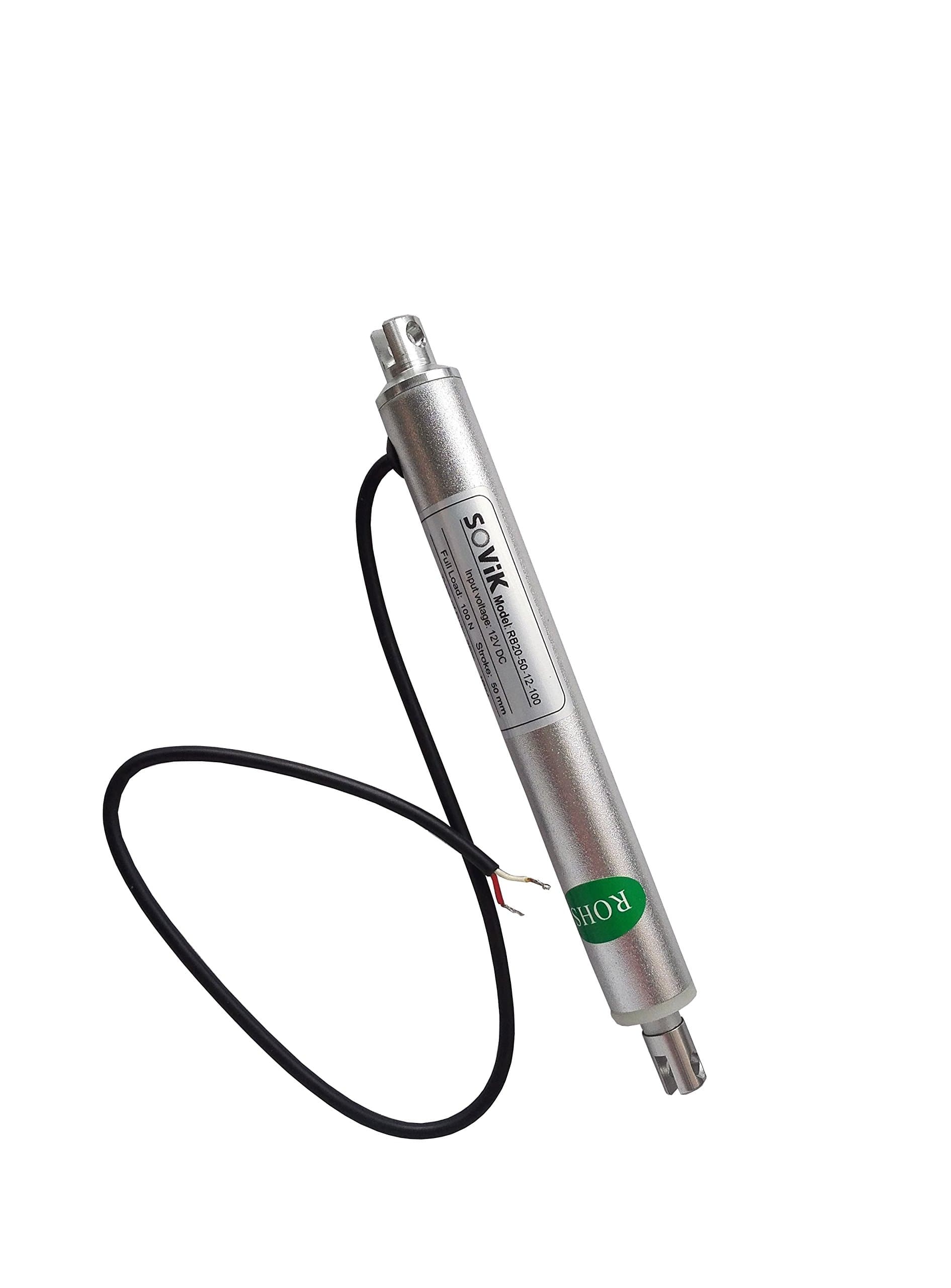 12V 2 inch Stroke Micro Linear Actuator 44lbs Maximum Lift, Round Tube Diameter 0.8", Internal Limit Switch