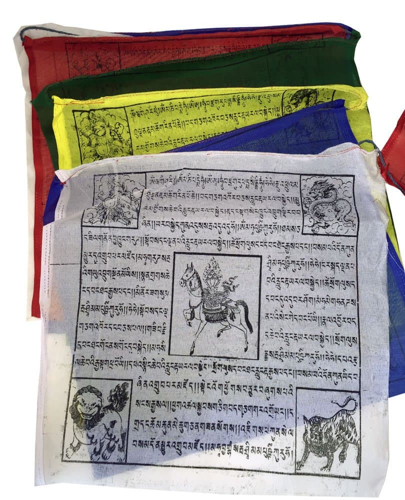 Songkran Nepalese Prayer Flags - 25 Extra Large Colorful Quality Flags - 30 Foot Long Strand