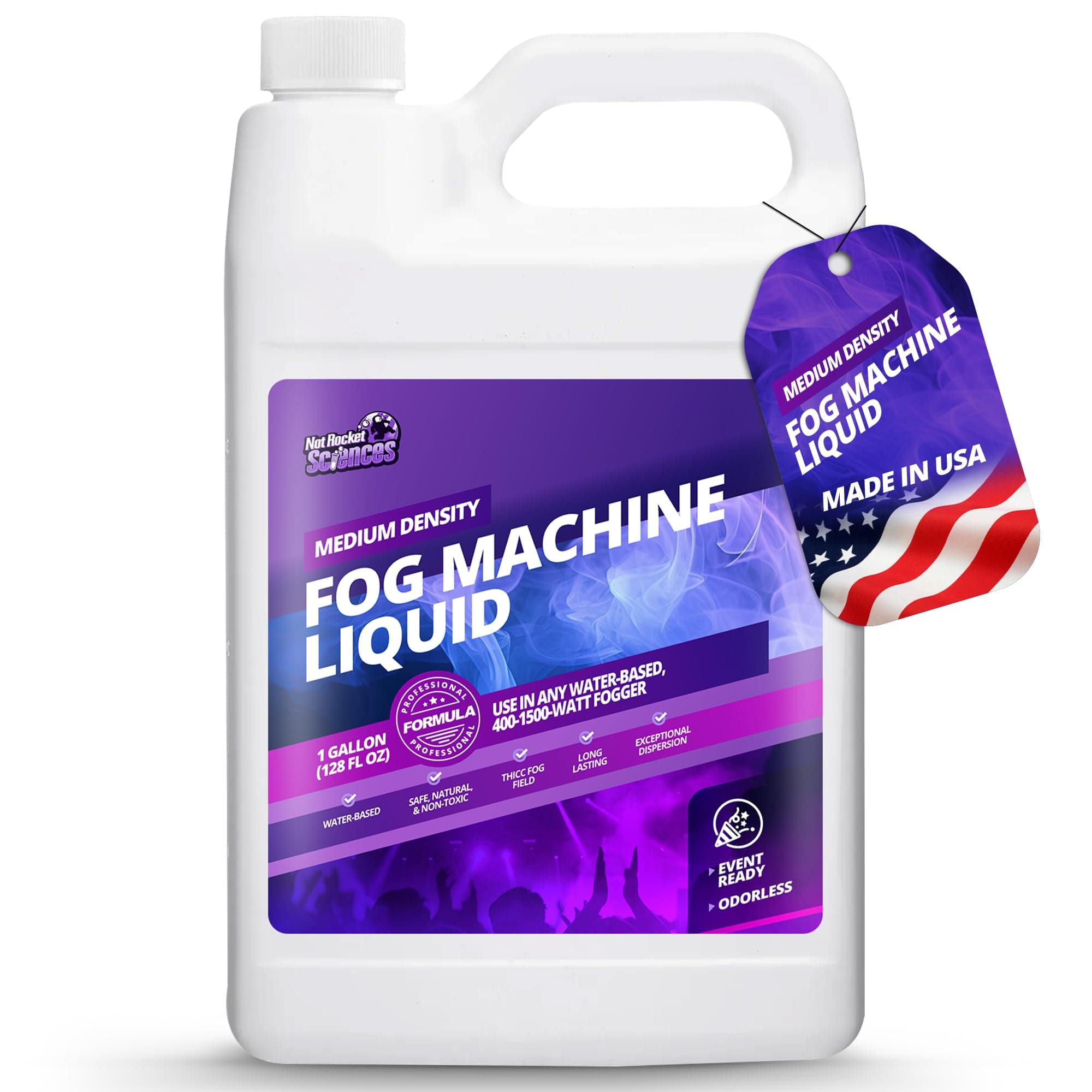 1 Gallon Fog Machine Liquid Smoke - Medium Density Smoke Machine Fog, Fog Juice for 400-1500 Watt Foggers, Water-Based Fog Fluid for Thick, Long-Lasting Fog, Ideal for Concerts, Parties & Events