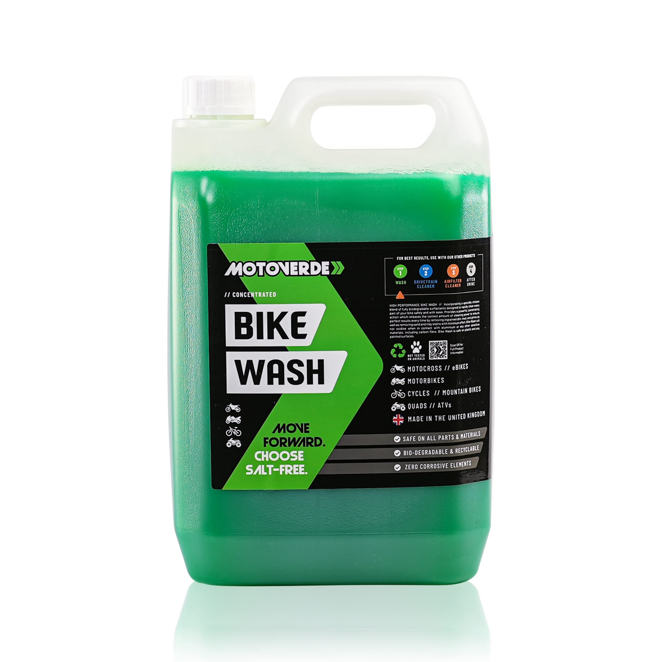 Motoverde 5L Bike Wash Concentrate Refill - Makes 10L's - Safe on All Surfaces and Suitable for All Types of Bike inc Motocross, Motorcycle, Mountain Bike, E-bike
