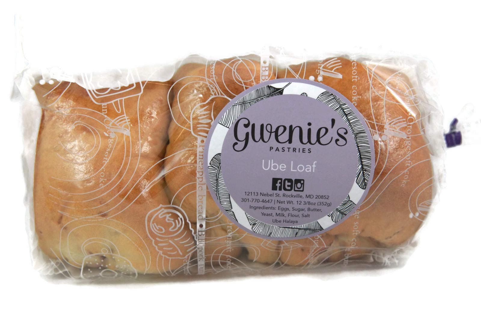 Gwenie's Pastries Ube Loaf (1 Pack) Consume within 5 days or refrigerate