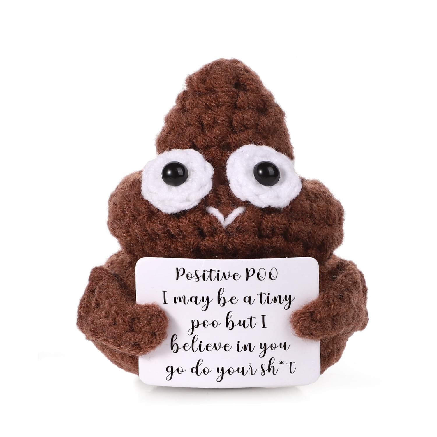 Mini Funny Poo, 3in Interesting Handmade Knitted Wool Incentive Poo Doll Creative Cute Inspirational Poo Toy for Birthday Gifts Party Encouragement Motivational Inspire (Brown)