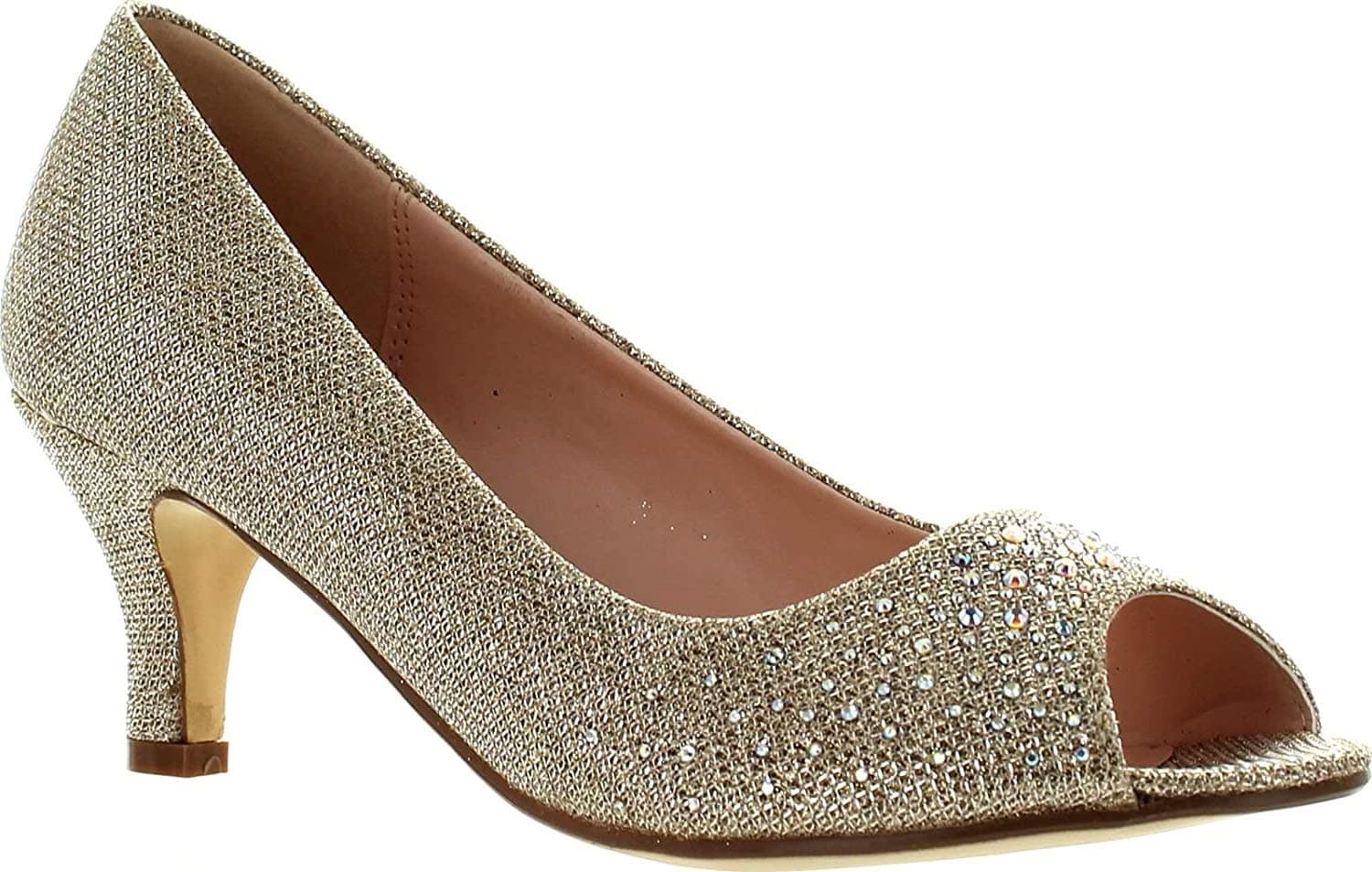 Bonnibel Wonda-2 Womens Peep Toe Low Heel Glitter Dress Pumps