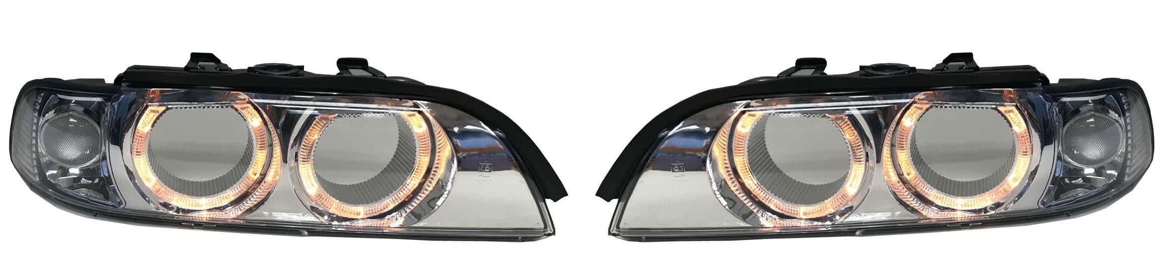 suitable for BMW E39 Headlight Lens set of 2 with HALO rings Turn Signal Reflector Left and Right