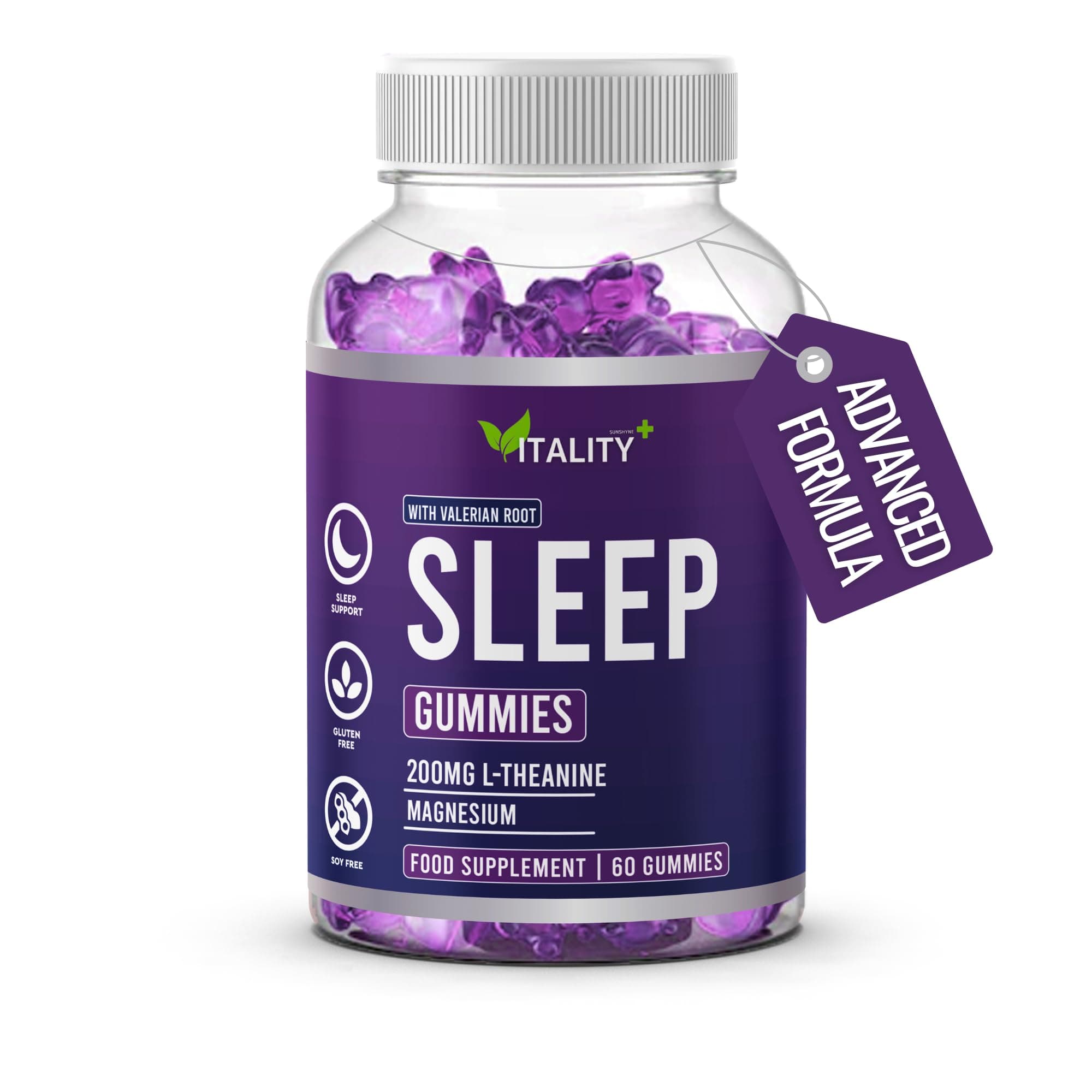 Natural Sleep Aid Gummies with Valerian Root & L-Theanine - Non-Habit Forming, Vegan, for Deep Relaxation & Restful Nights - 60 Chewable Gummies