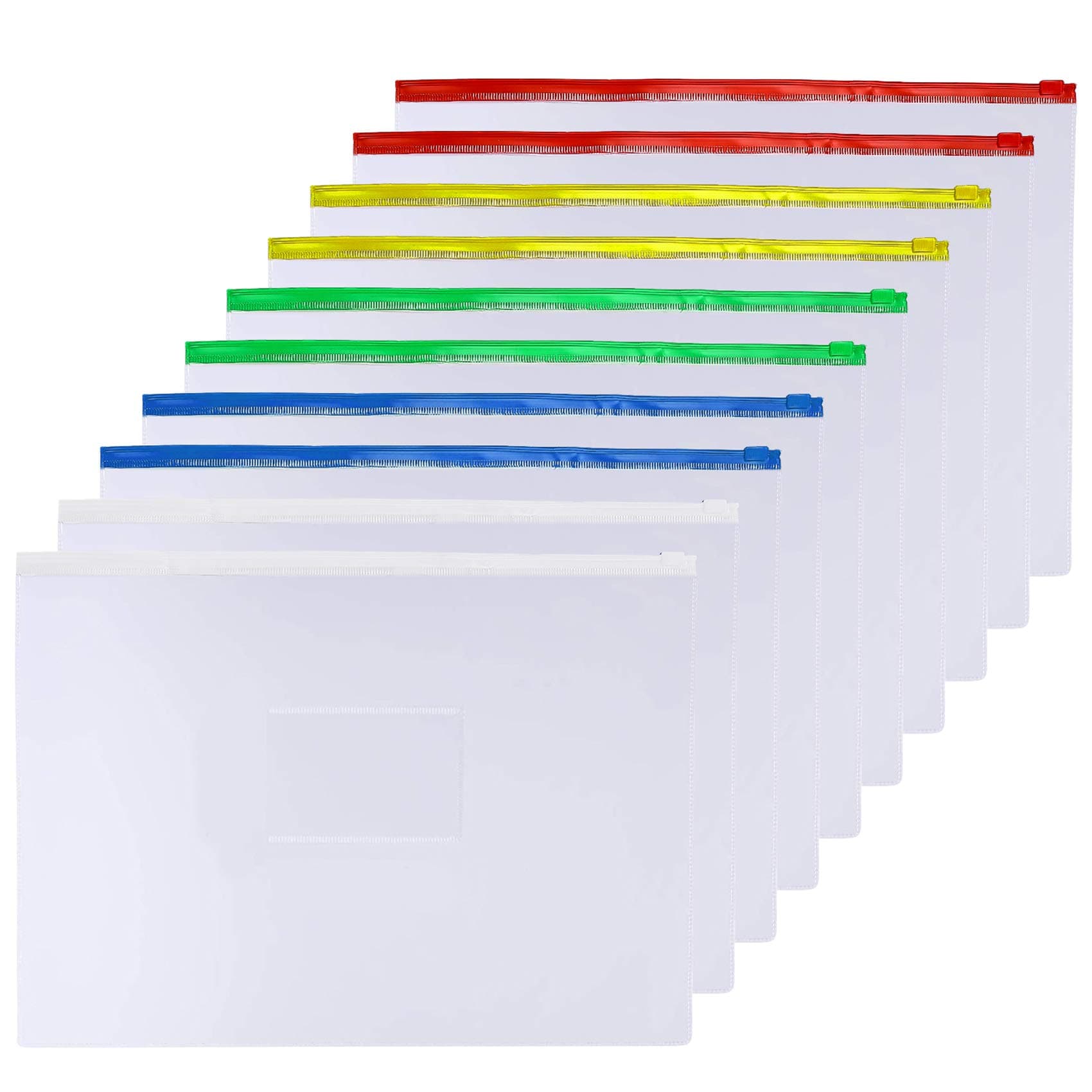 EsOfficce Zipper File Bags, Zipper Envelope, Letter Size A4 File Bag, Zipper Envelop for Paper,Document, Bill, Pen, Memo, Notes, Assorted Color, 10 Pcs/Pack
