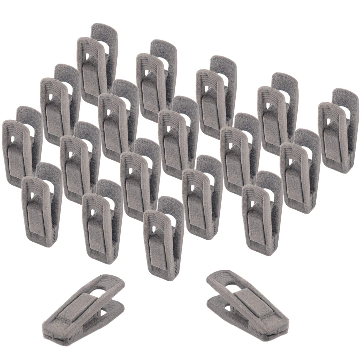ONE250 Velvet Slim-line Hanger Set of Finger Clips for Velvet Hangers, for Skirts and Pants Hangers Velvet Clips, Strong Finger Flocked Clips (20 Pack) (Grey)