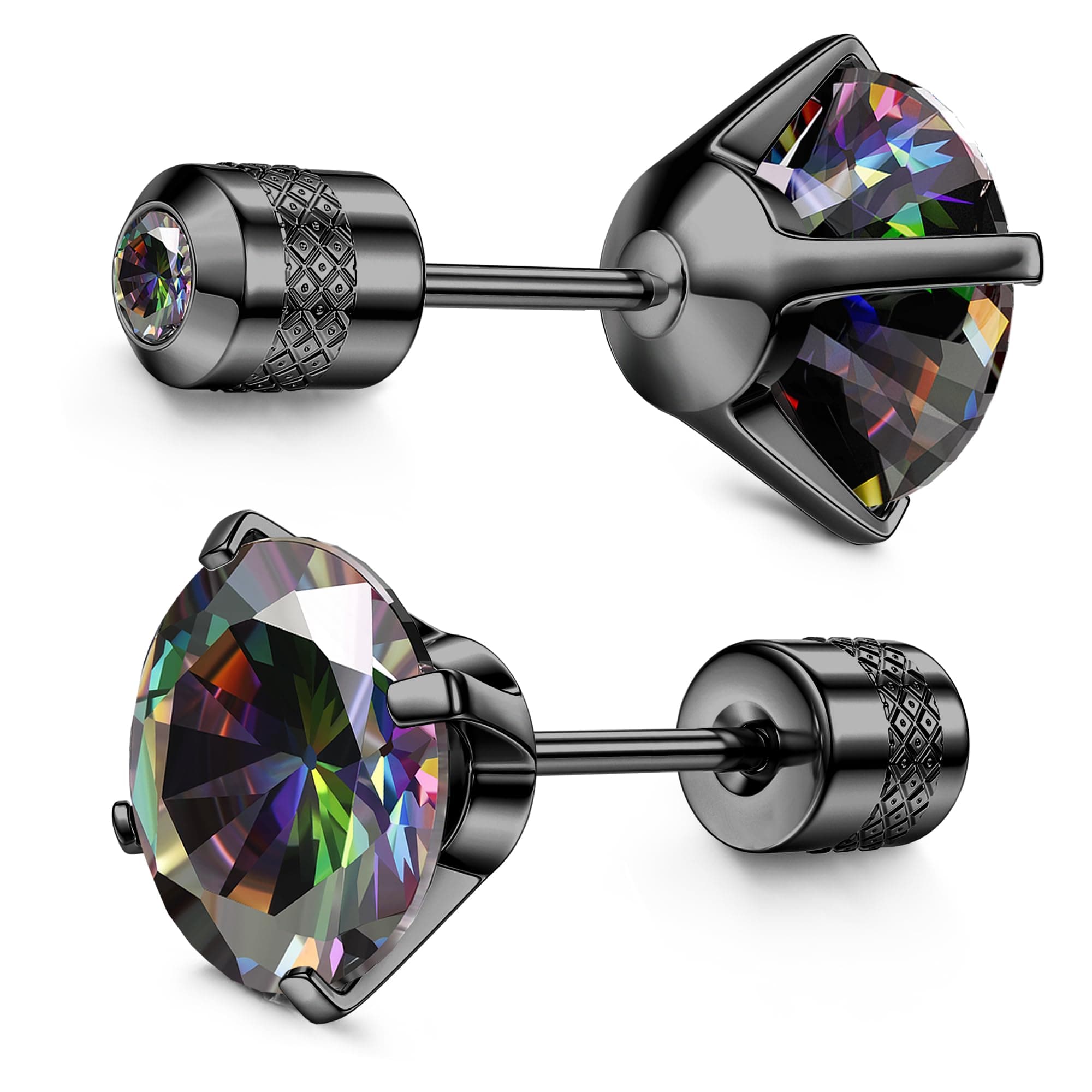 Hypoallergenic G23 Implant Grade Titanium Screw Back Earrings 20G Pure Titanium Post for Sensitive Ears 5A Cubic Zirconia Titanium Earring Studs for Women Men Double Side Earrings Piercing Sleeper Studs Jewelry