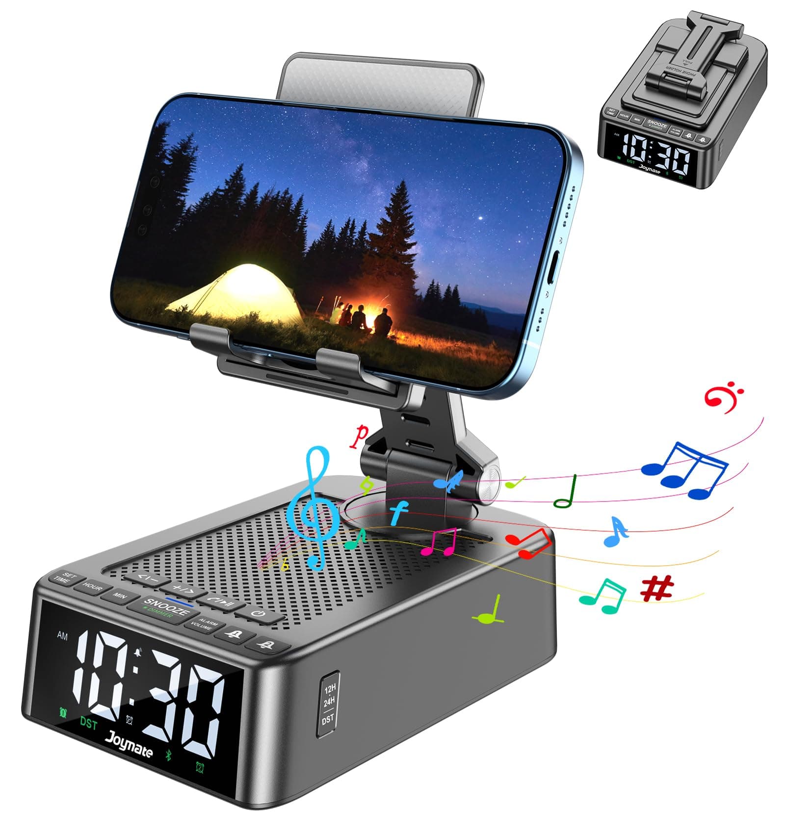 Gifts for Men Women, Phone Stand with Bluetooth Speaker 360° Rotable Angel Adjustable Cell Phone Holder for Desk with HD Subwoofer Sound Fits All Phones,Tablets