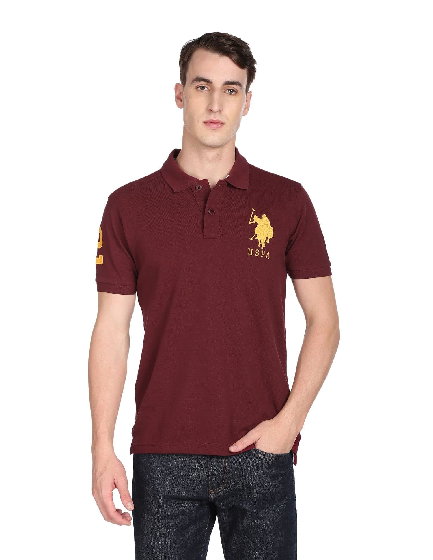 U.S. POLO ASSN.Men Cotton Solid Regular Fit Polo Shirt