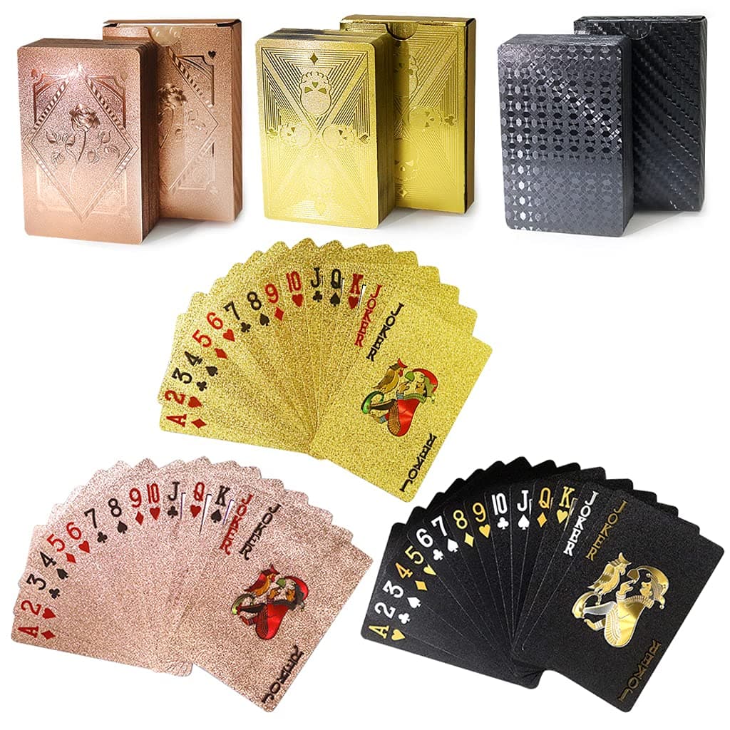 3 Decks Waterproof Playing Cards,Plastic Poker Card with Flexible Case,Deck of Standard Playings Cards Game,Magic Tricks Pool Beach Parties Games,Cool Gadgets Gift for Adults,Gifts for Easter,Birthday