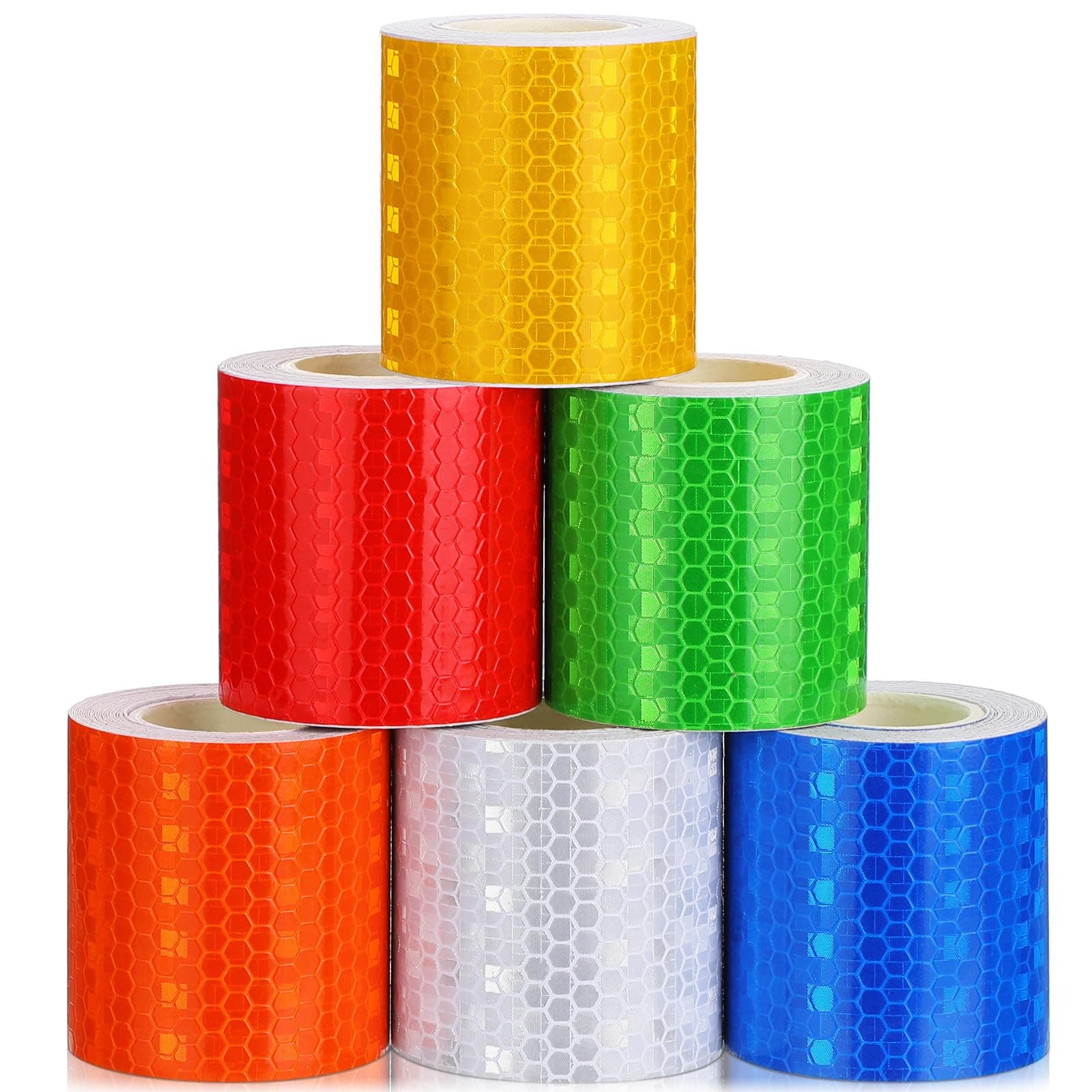 Zonon 6 Rolls Reflective Tapes Reflective Warning Tape Night Safety Sticker Outdoor High Vis Conspicuity Sticker Waterproof(6 Colors,2 Inch)
