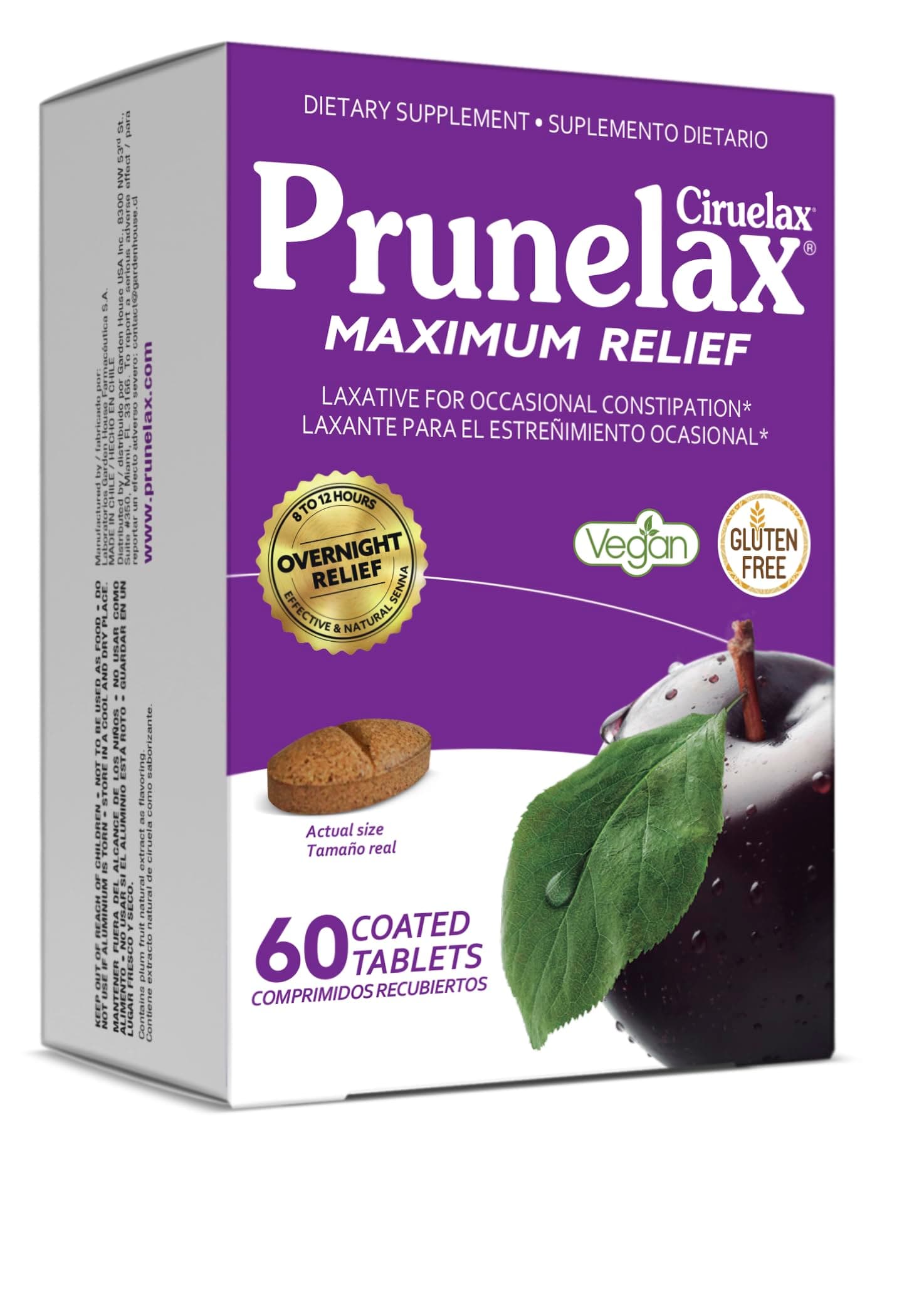 Ciruelax Natural Laxative Maximum Relief Tablets, 60Count, Pack of 6