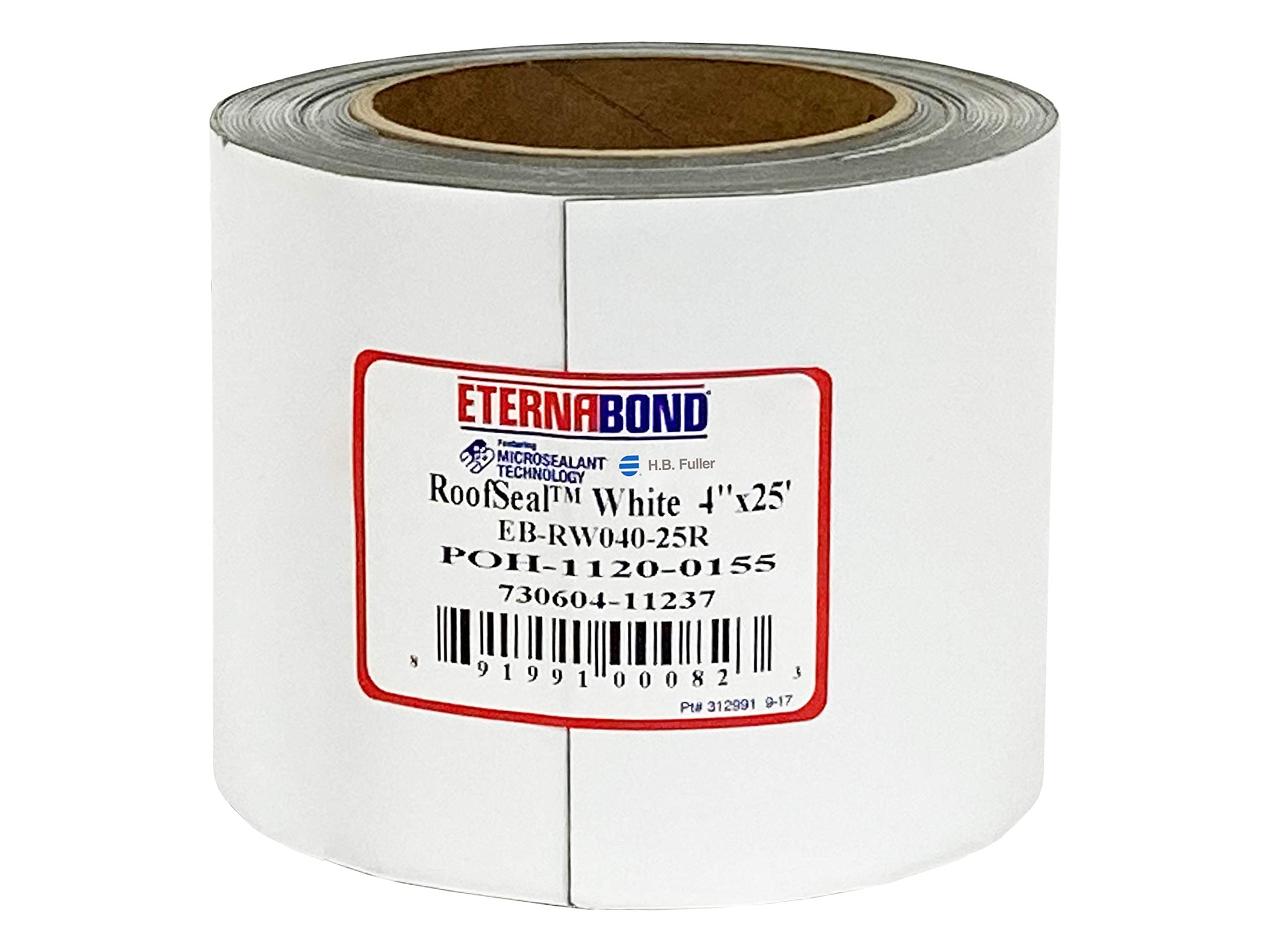 RoofSeal White 4" x25' MicroSealant UV Stable RV Roof Seal Repair Tape | 35 mil Total Thickness - EB-RW040-25R - One-Step Durable, Waterproof and Airtight Sealant