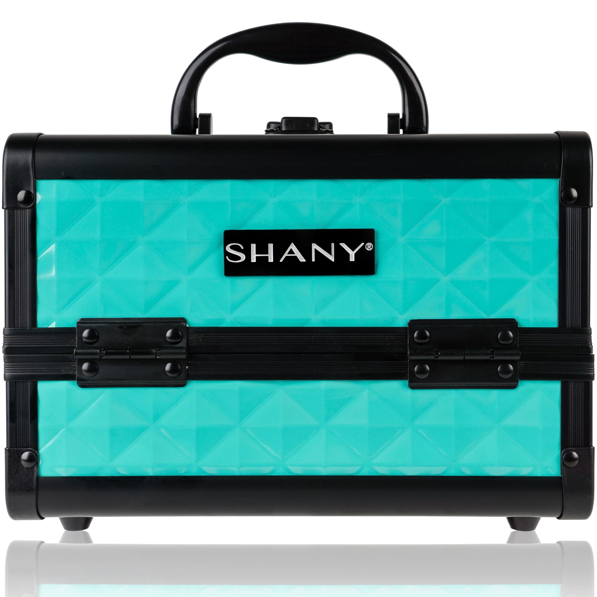 Mini Makeup Train Case With Mirror - Turquoise