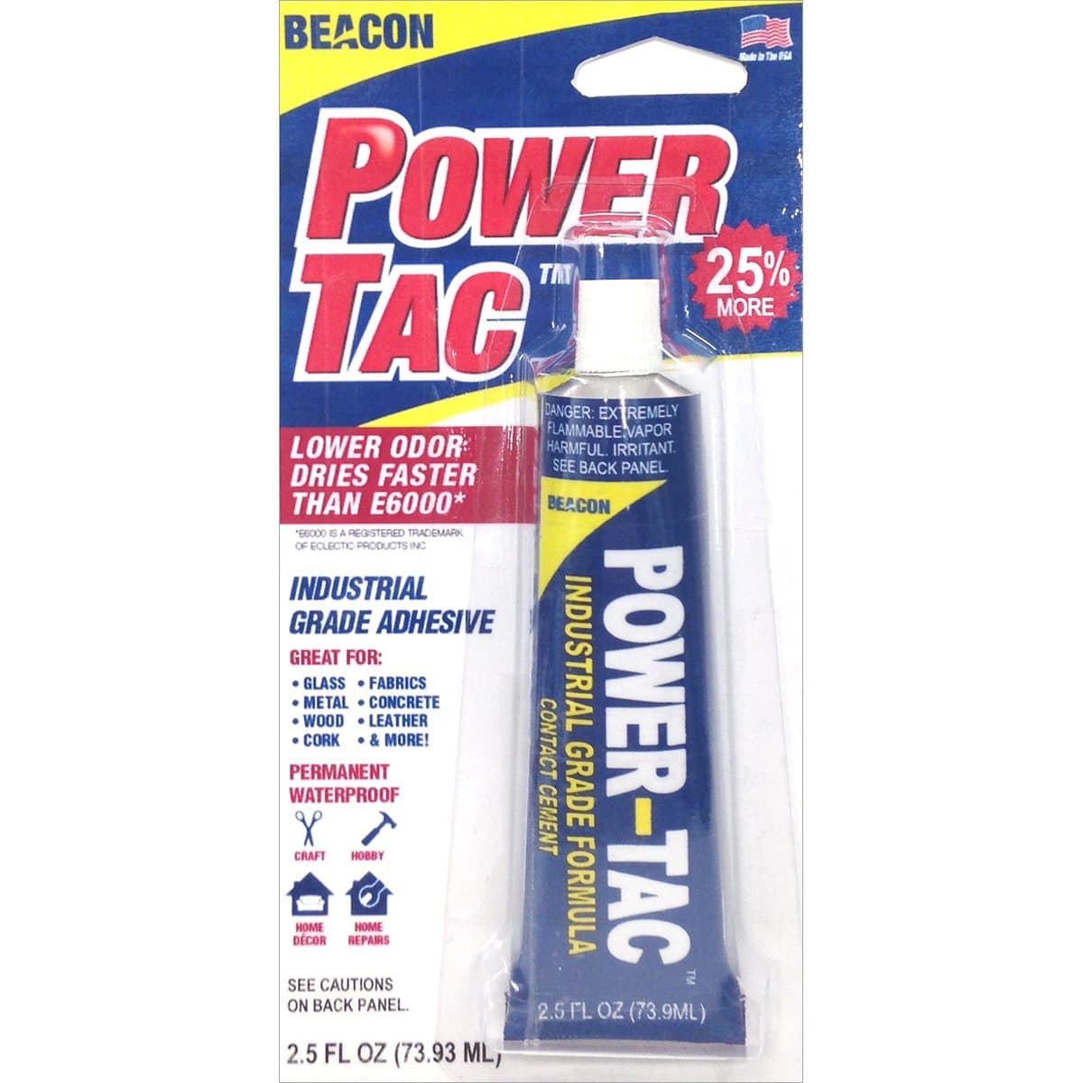 BEACON Power-Tac - The Ultimate All-Purpose Glue with Superior Strength, Low Odor, and Fast 10-Minute Dry Time, 2.5-Ounce