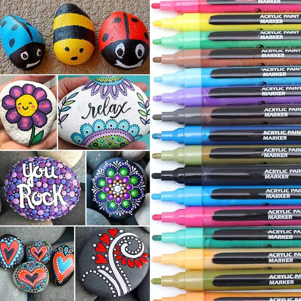 CLOUDFOUR Whiteboard Pens, Dry Erase Magnetic Whiteboard Markers with Eraser, Magnetic Color Pens for Whiteboard for Home, Office and School (Acrylic Paint Marker 20 pcs)